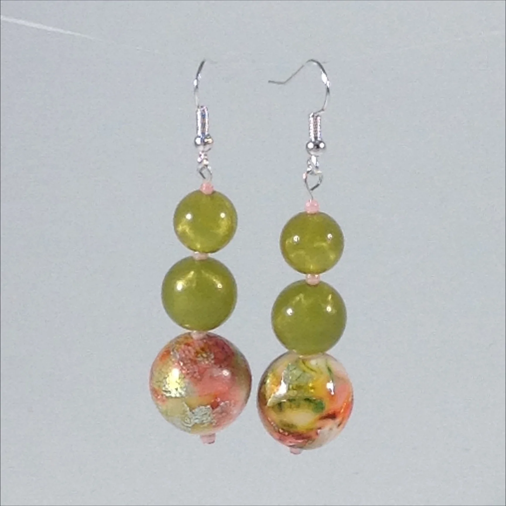 mokume gane polymer clay bead earrings hanging