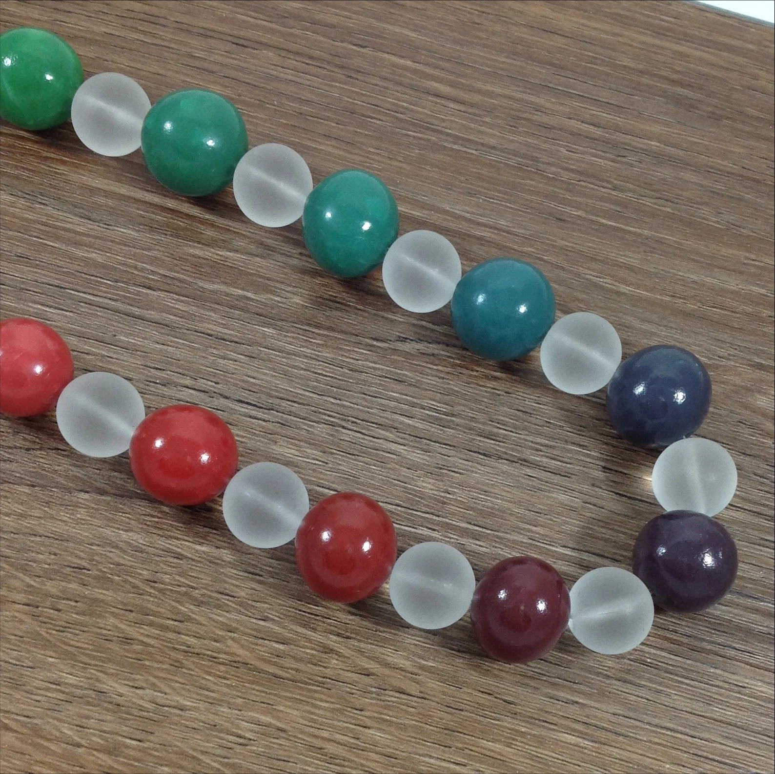 multicolour polymer clay and glass bead necklace