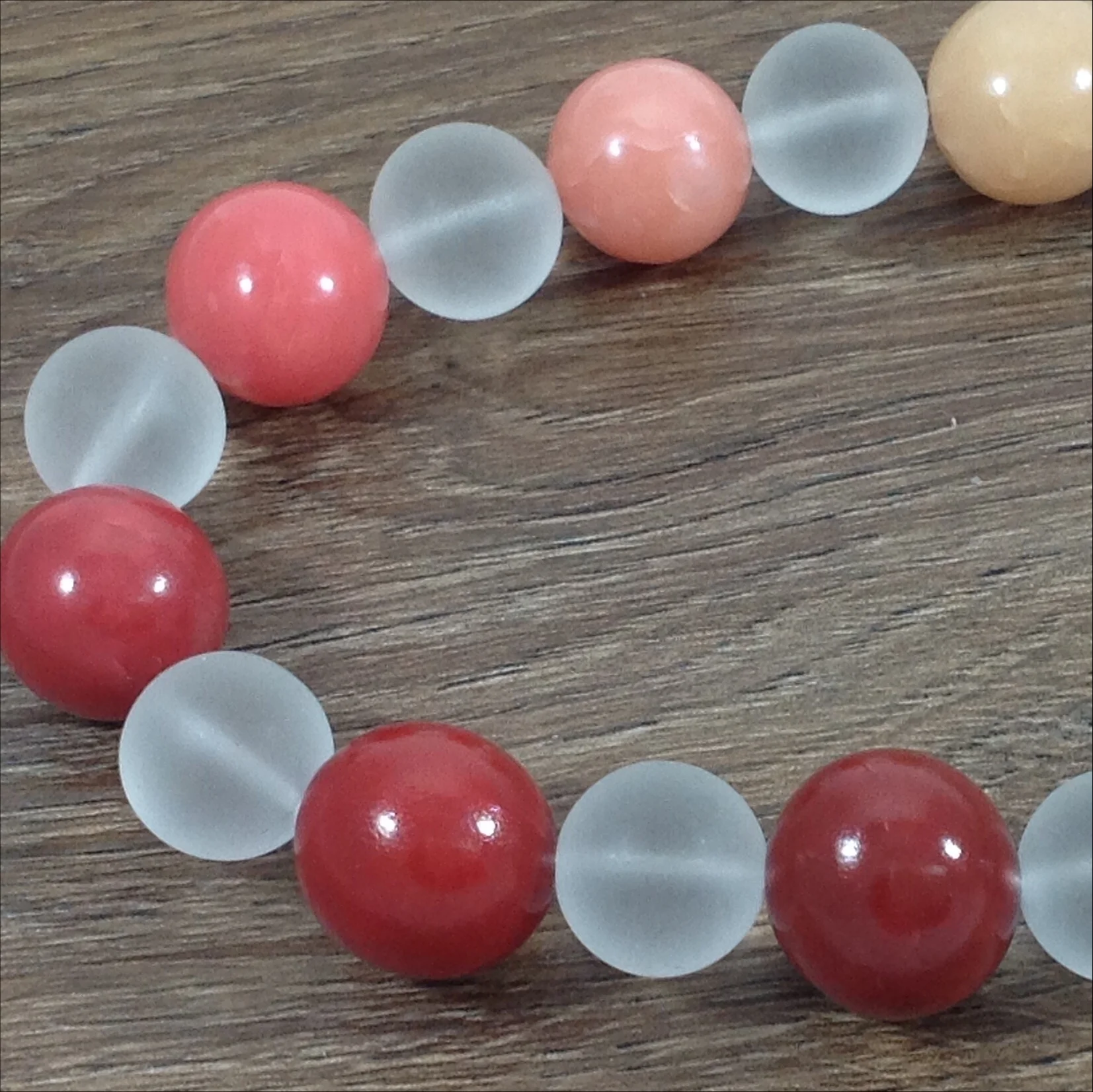 multicolour polymer clay and glass bead necklace closeup