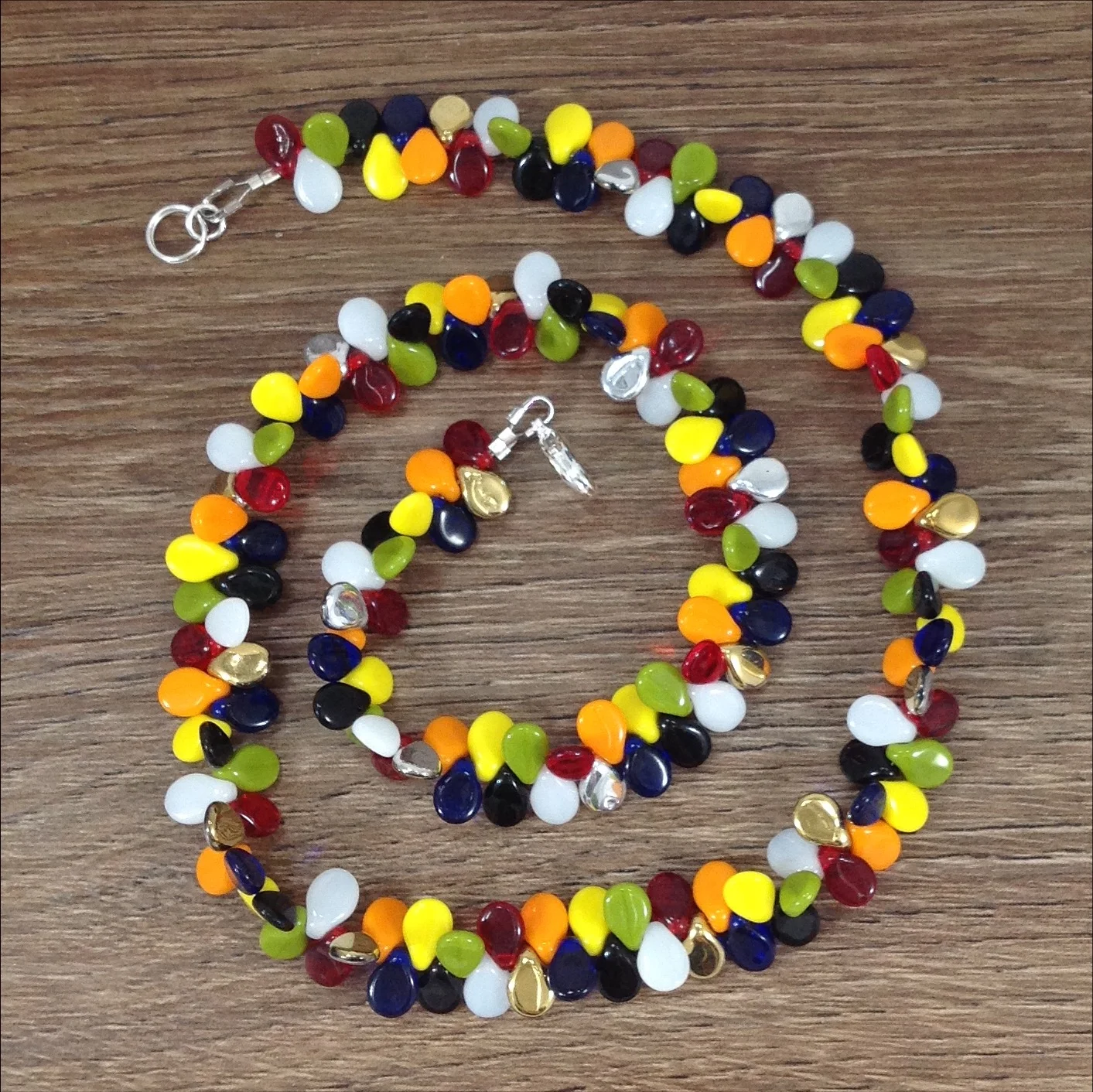 multicolour glass pip bead necklace