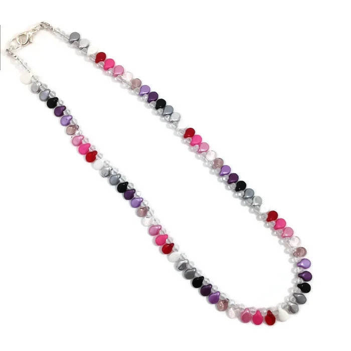 pink purple glass pip bead necklace