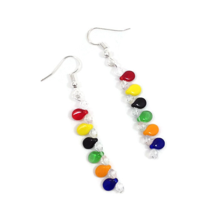 primary colours glass pip bead earrings