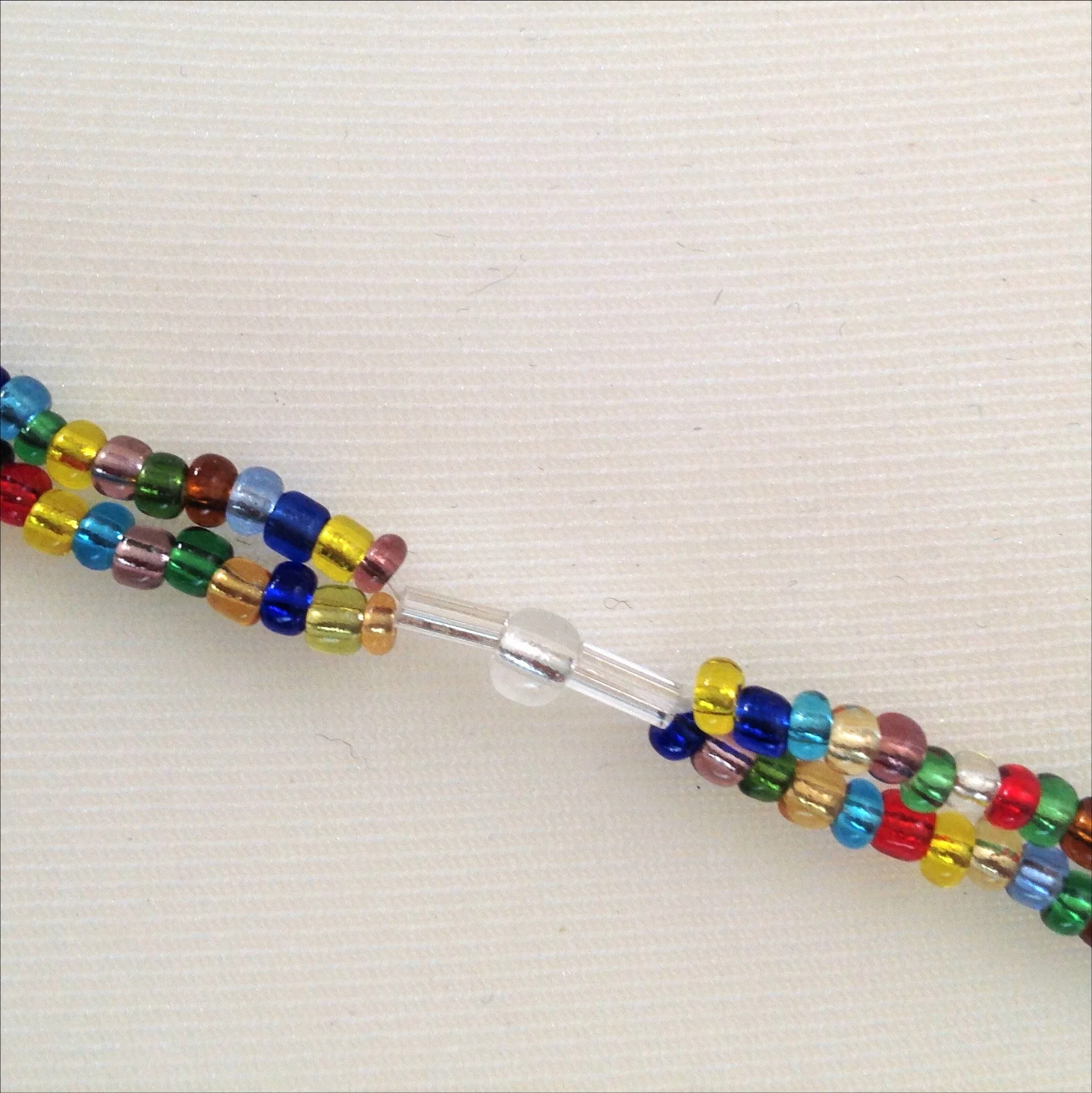 multicolour seed bead necklace detail