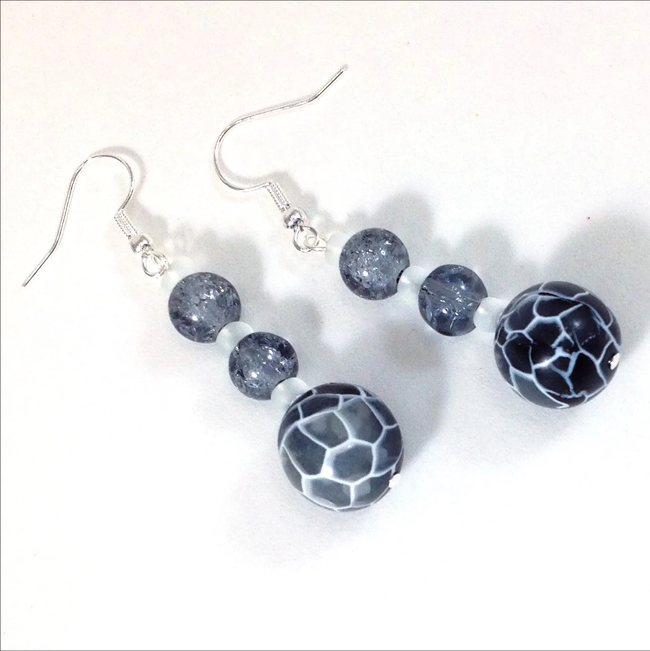 Black White polymer clay earrings