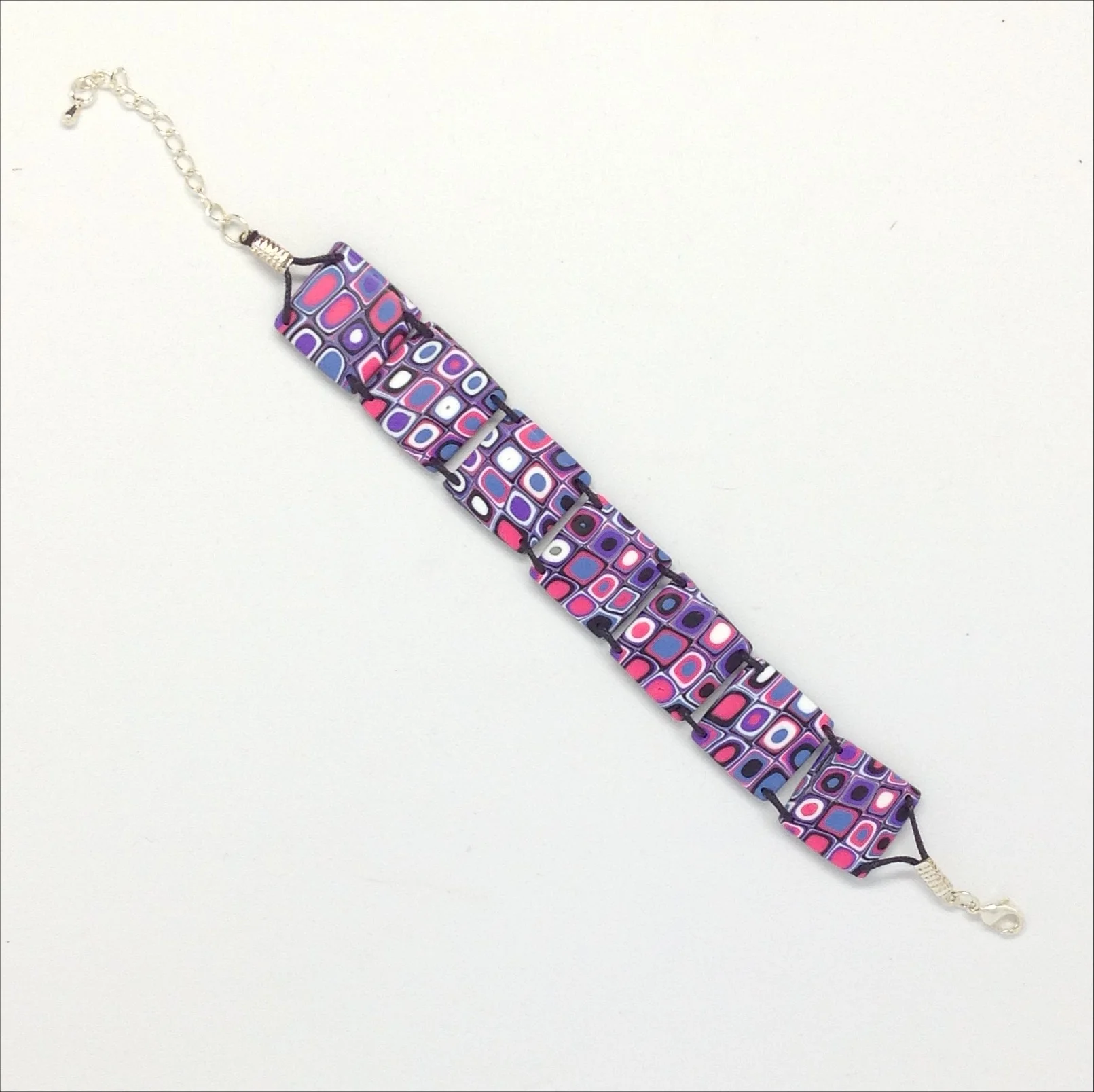 Polymer clay bracelet pink purple blue
