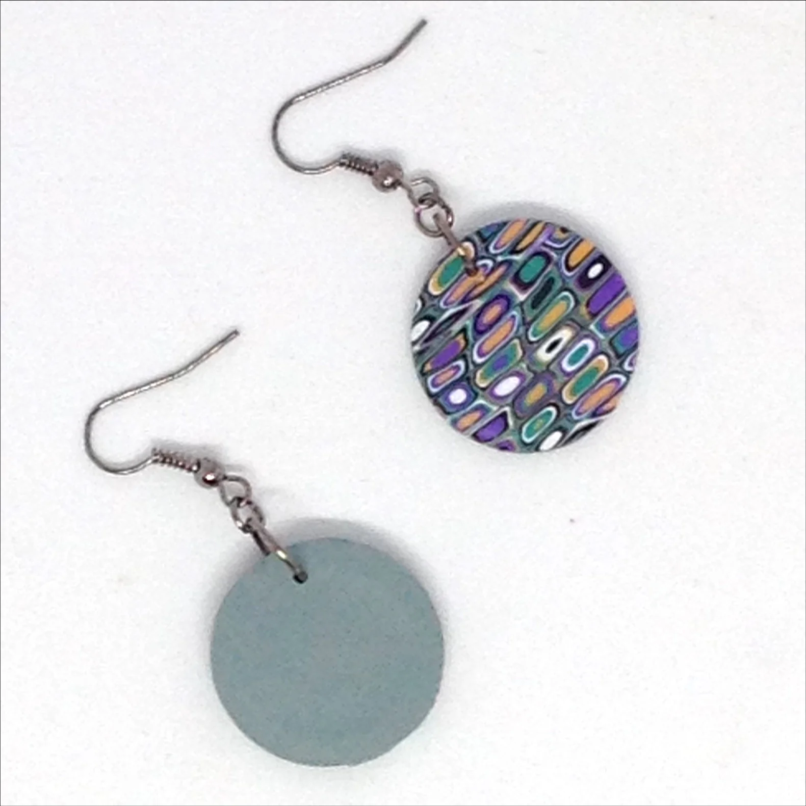 Polymer clay drop earrings back detail