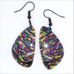 Rounded triangle shape polymer clay multicolour earrings