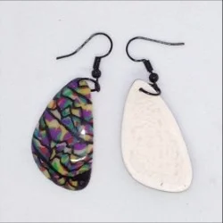 Rounded triangle polymer clay earrings back detail
