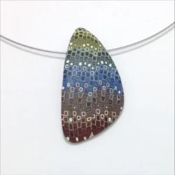 Olive green rounded triangle polymer clay pendant
