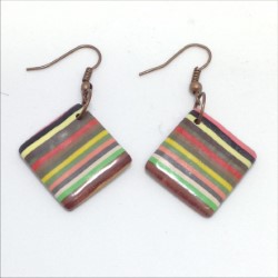 Striped square earrings