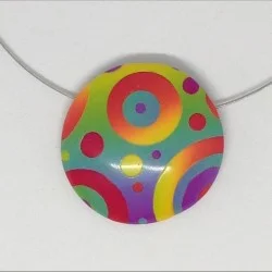 Rainbow colour polymer clay pendant detail