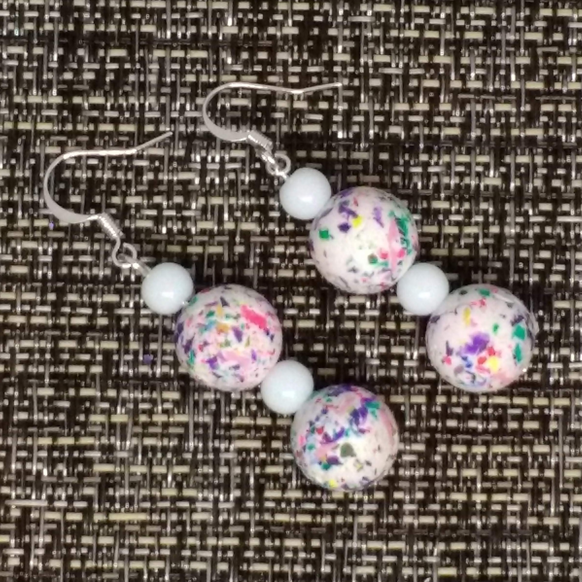 White terrazzo polymer clay earrings
