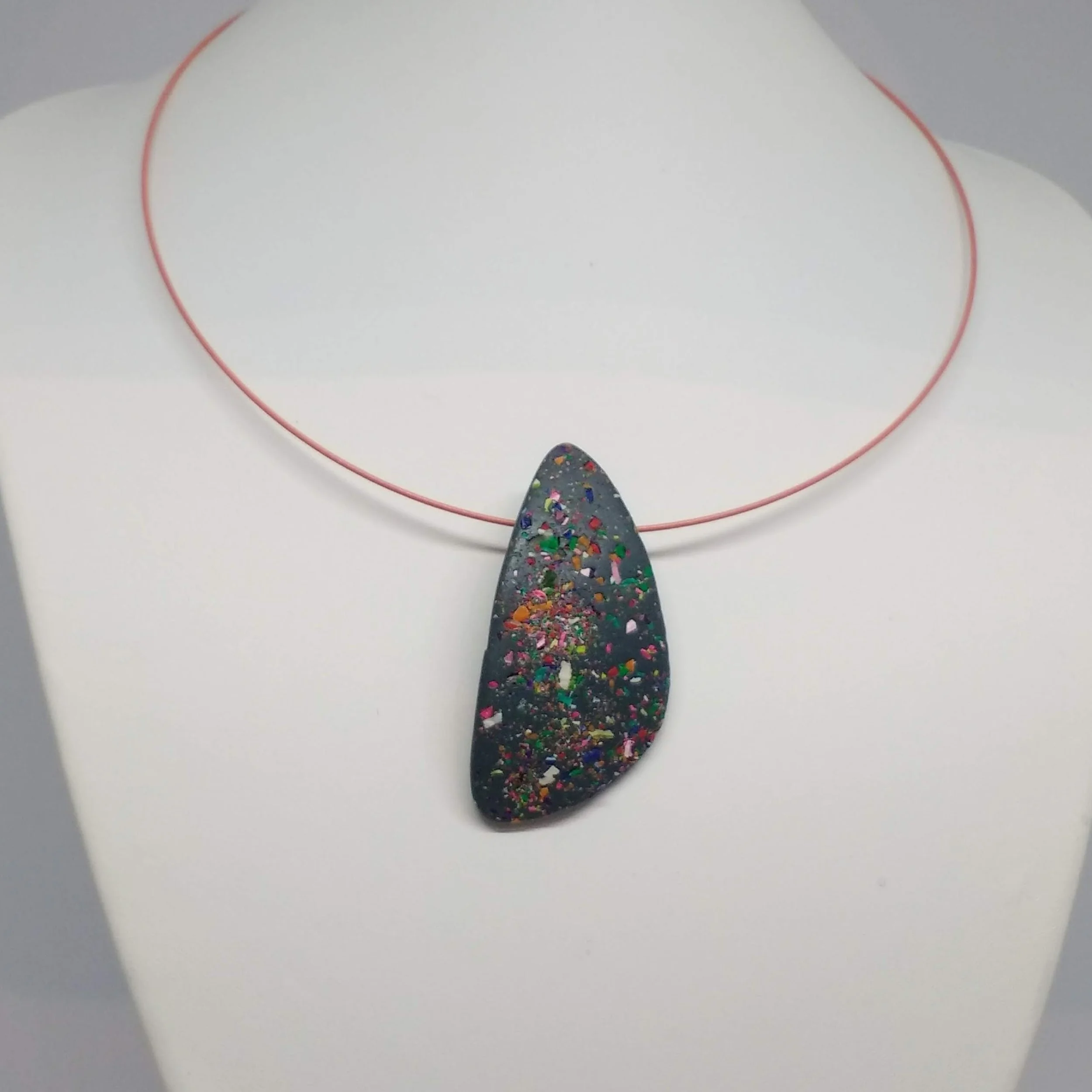 Triangle grey terrazzo design polymer clay pendant