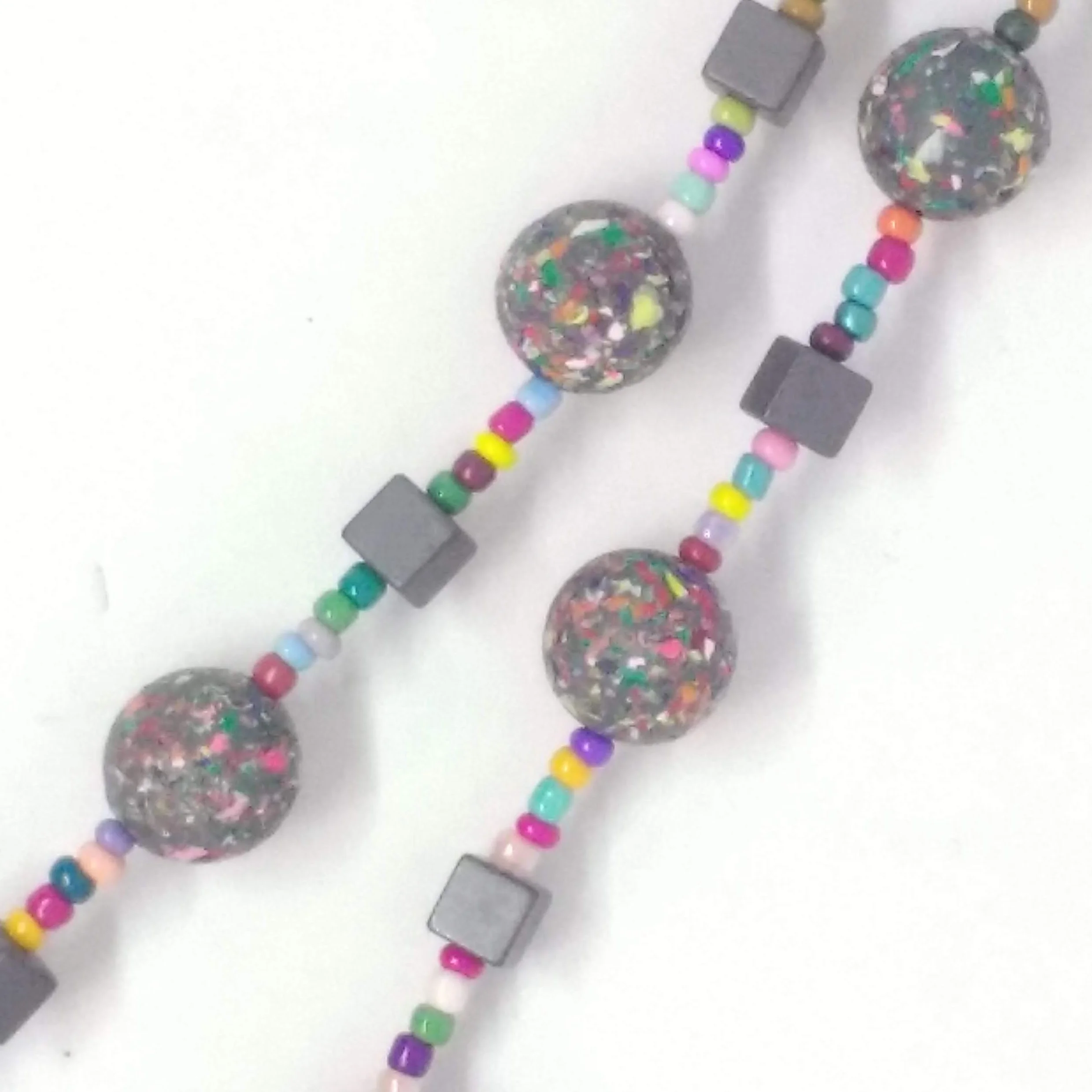 Grey terrazzo polymer clay necklace detail