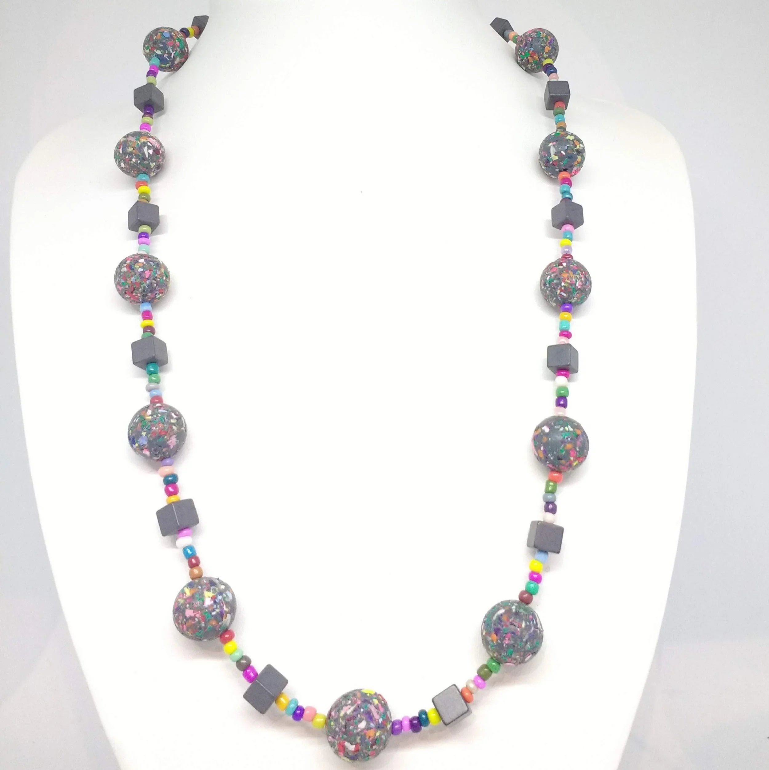 Grey terrazzo polymer clay necklace