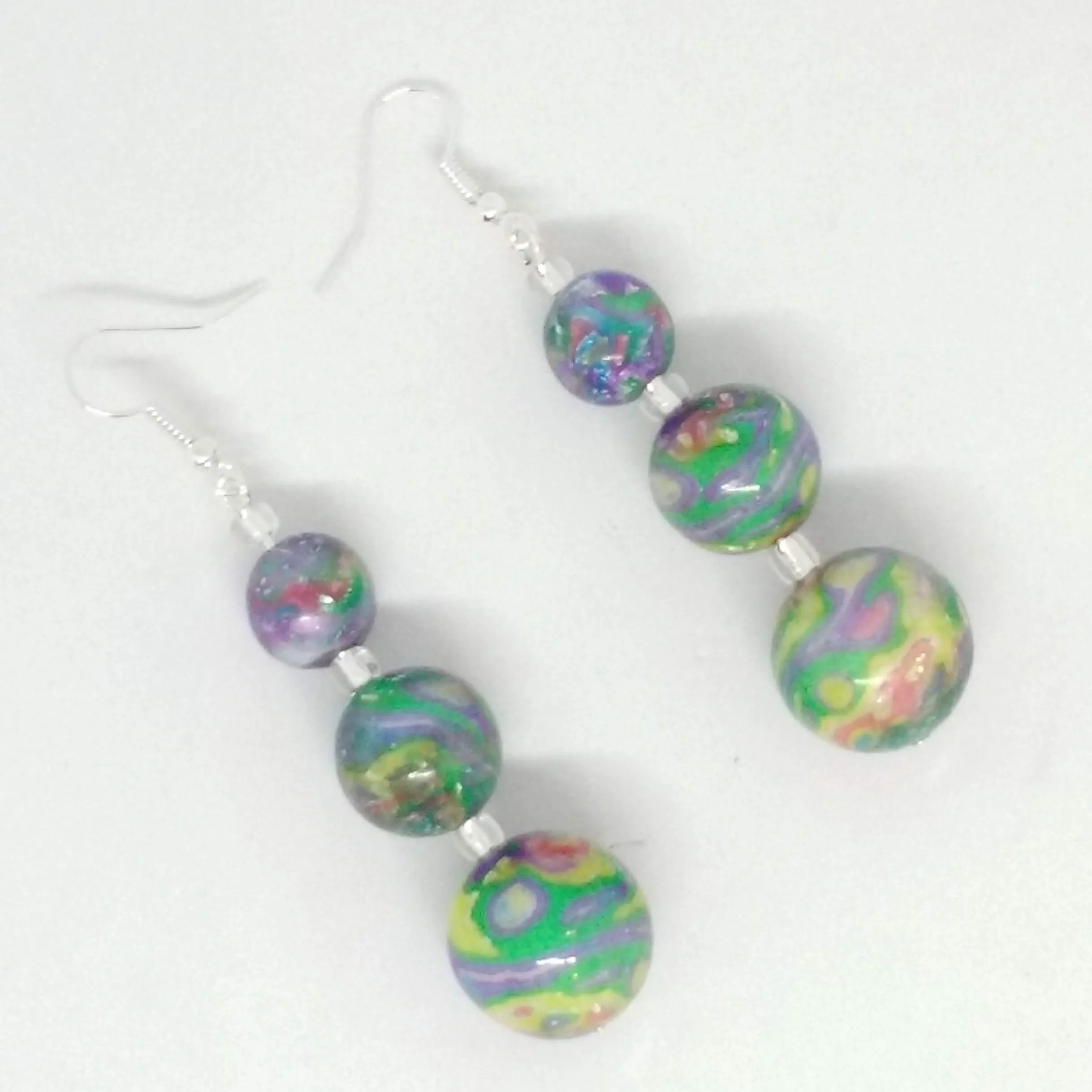 Polymer clay multi colour bead earrings