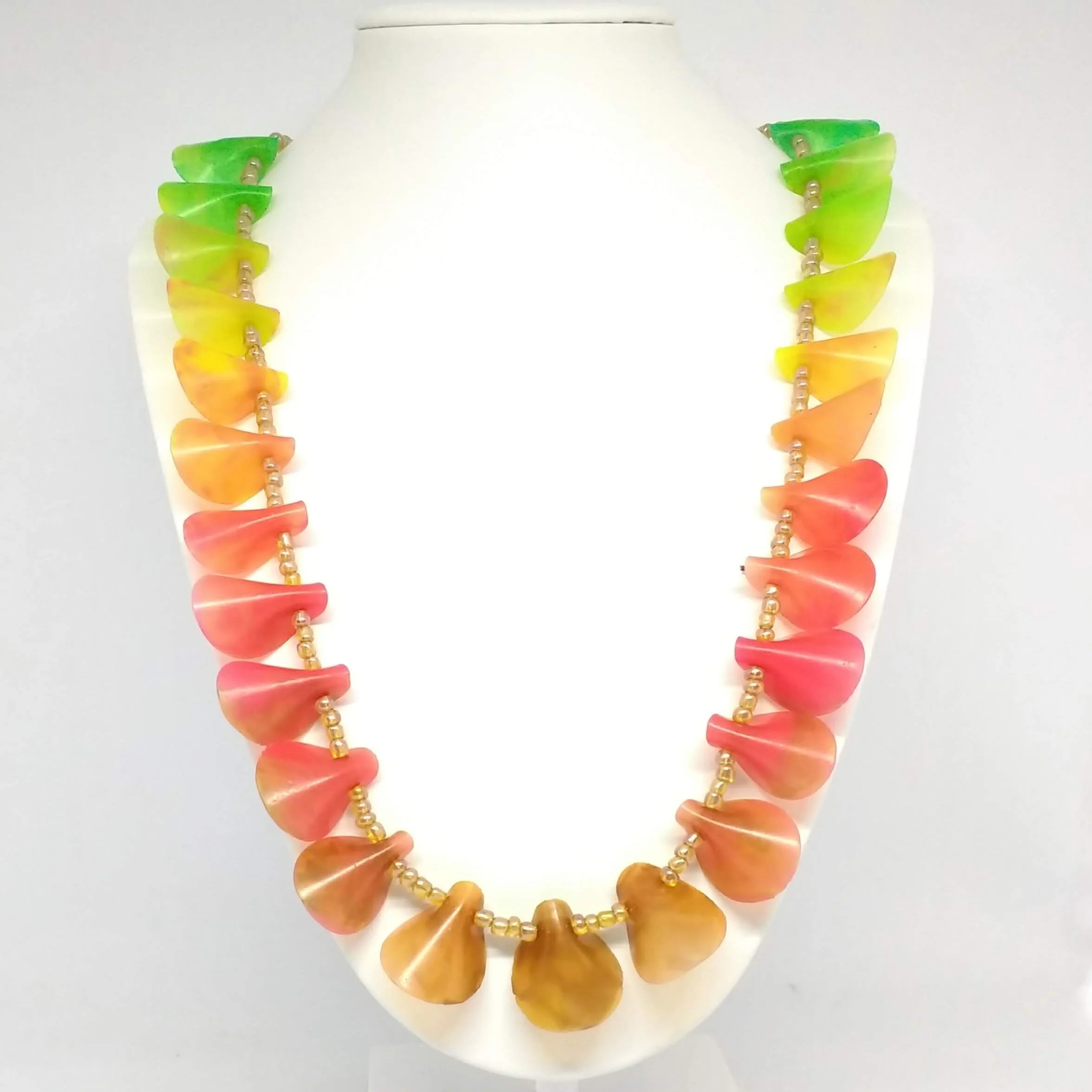 Polymer clay autumn colour petal shapes necklace