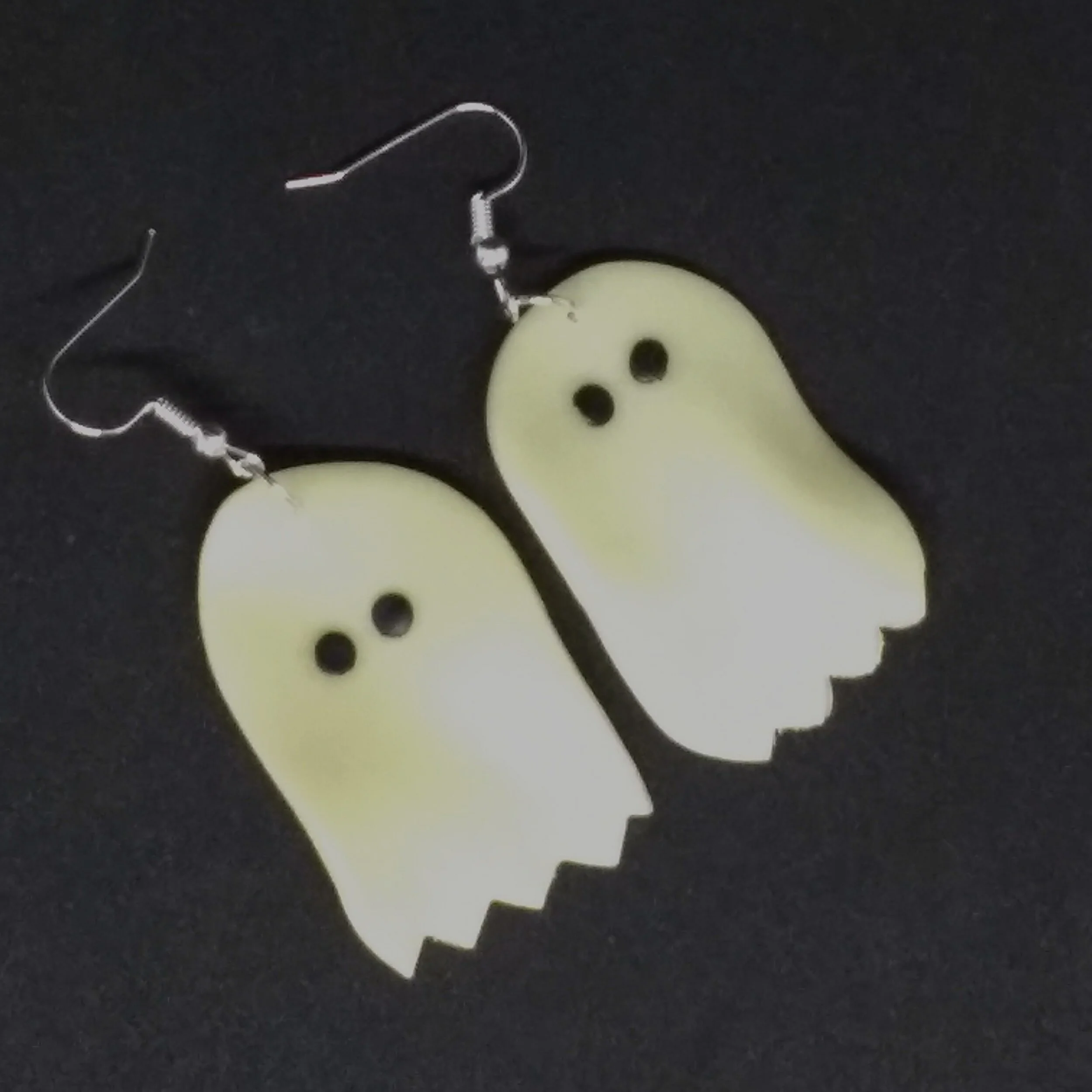 Luminous polymer clay ghost earrings