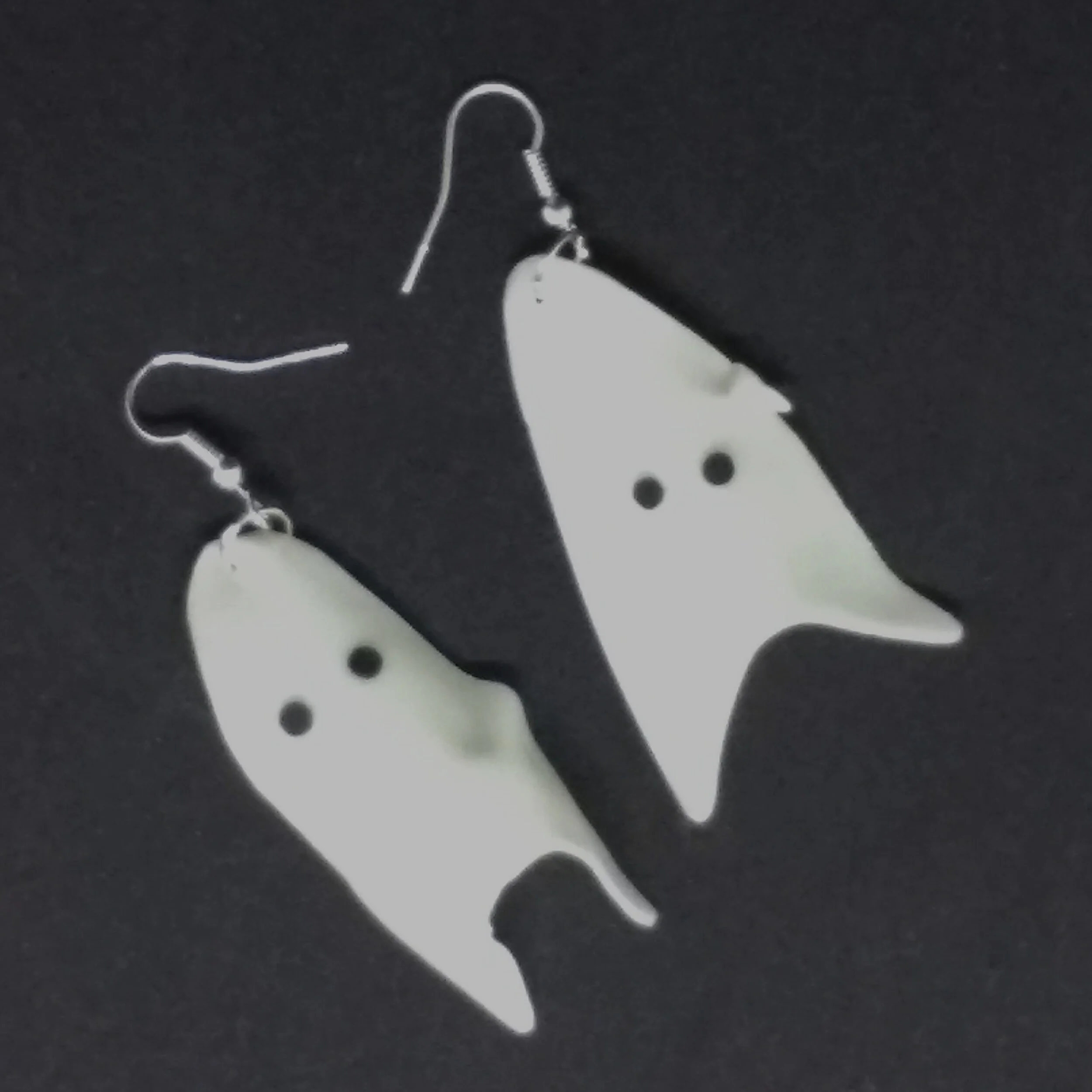 Luminous polymer clay ghost earrings