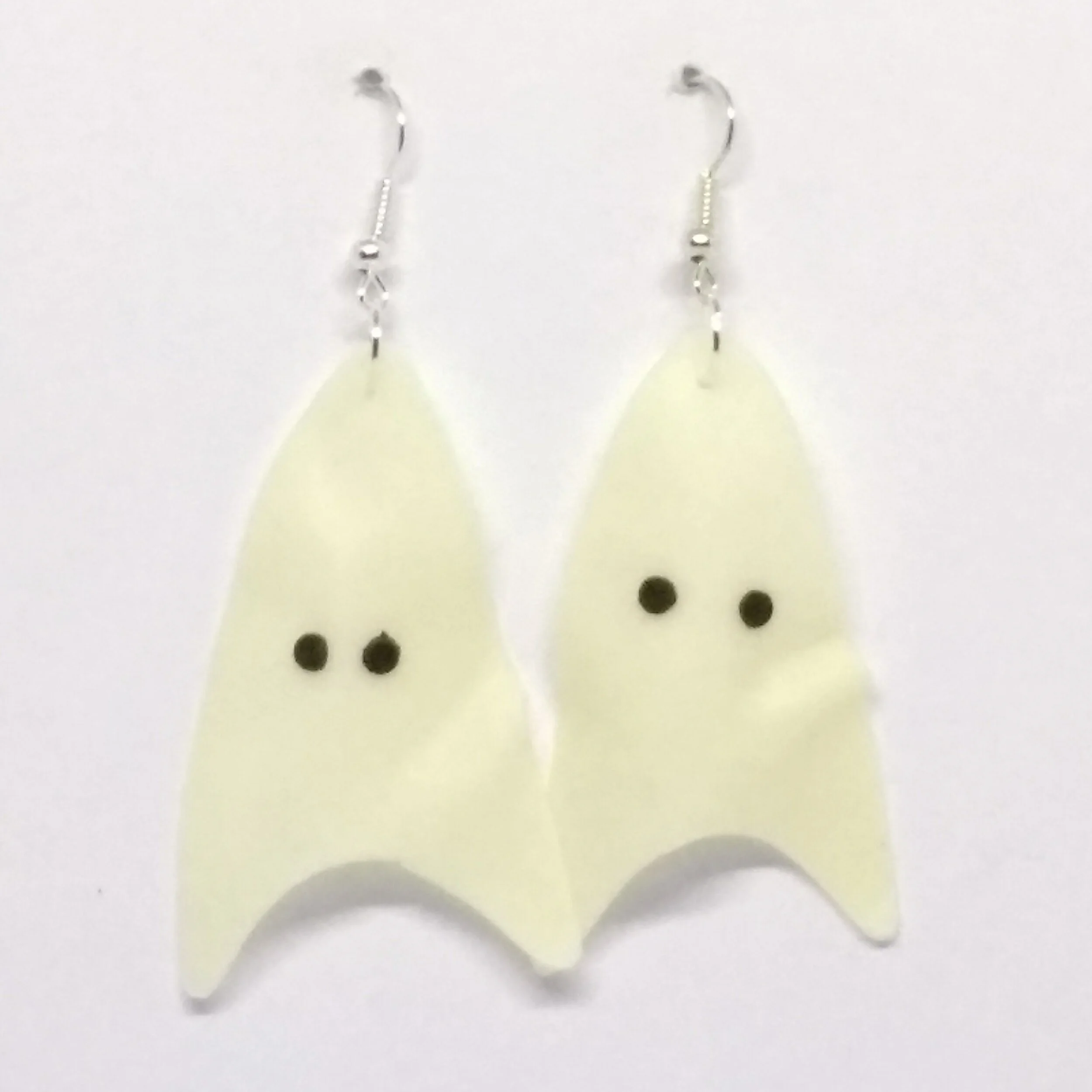 Luminous polymer clay ghost earrings