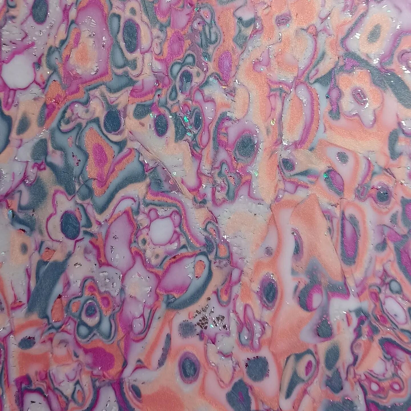 I have been busy today with some new designs.  Here is a polymer clay slab using a pink/purple mokume gane pattern.  I have some more colours in mind as well using the same technique.

The slab will be cut into earrings, pendants, brooches and bangle