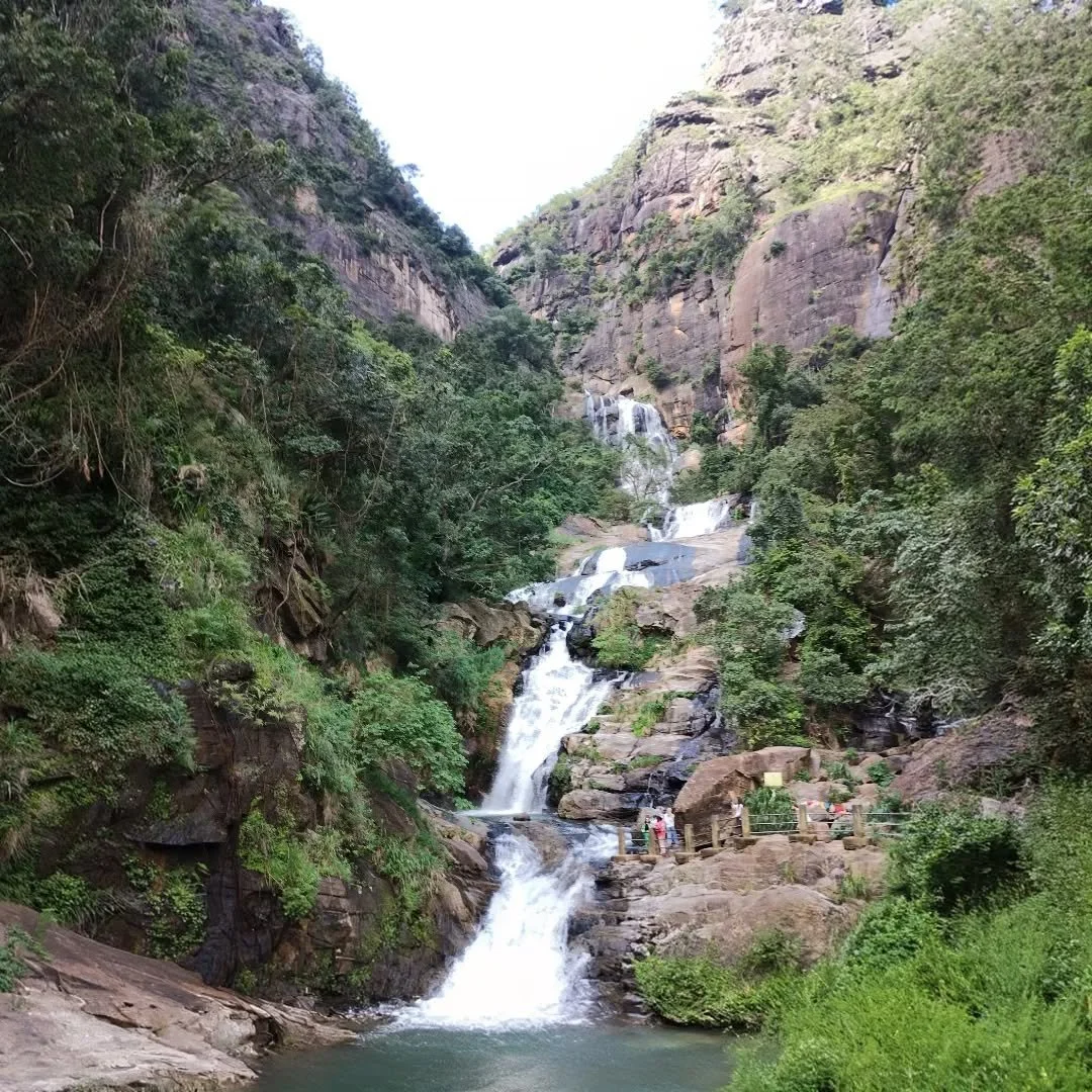 This is Ravana Ella falls.  Much more spectacular in real life than it looks in my photos.
The falls are right beside the road when we travelled from Nuwara Eliya, the highest town in Sri Lanka, towards Yala National Park on the southeast coast.

#ra
