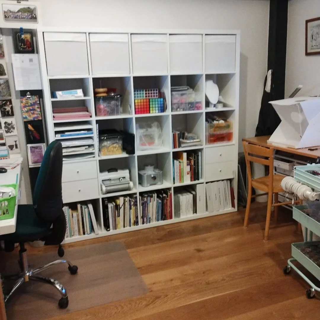 After a couple.of weeks of chaos I have finished the reorganization of my work studio.  Really pleased with the new IKEA kallax storage unit I treated myself to.

Now I just need to find some time and inspiration to create some new jewellery pieces f
