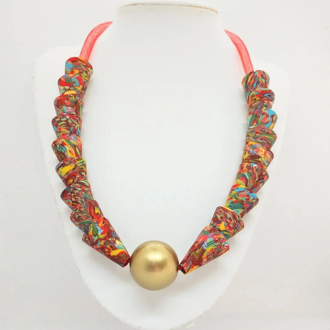 My favourite colours are light purples and blues, but I am really pleased with this necklace in bold red, yellow, green and turquoise.

#colourfulnecklace #newnecklace #polymerclaynecklace #handmadejewellerydesigns #buyhandmadejewellery