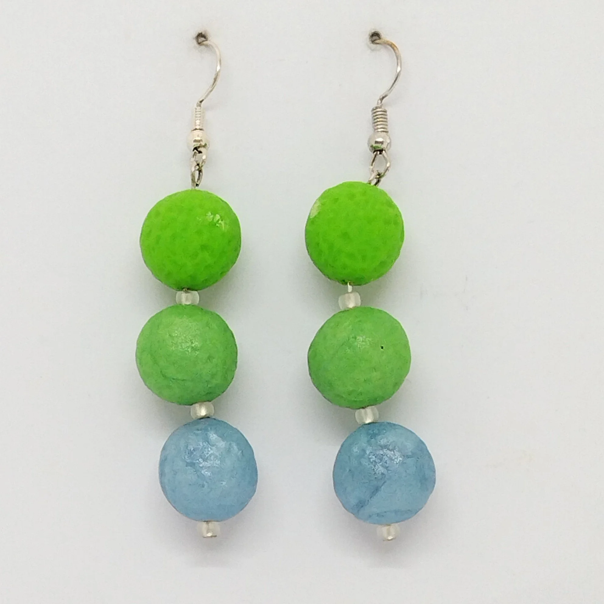 Green/Blue colour blend bead earrings