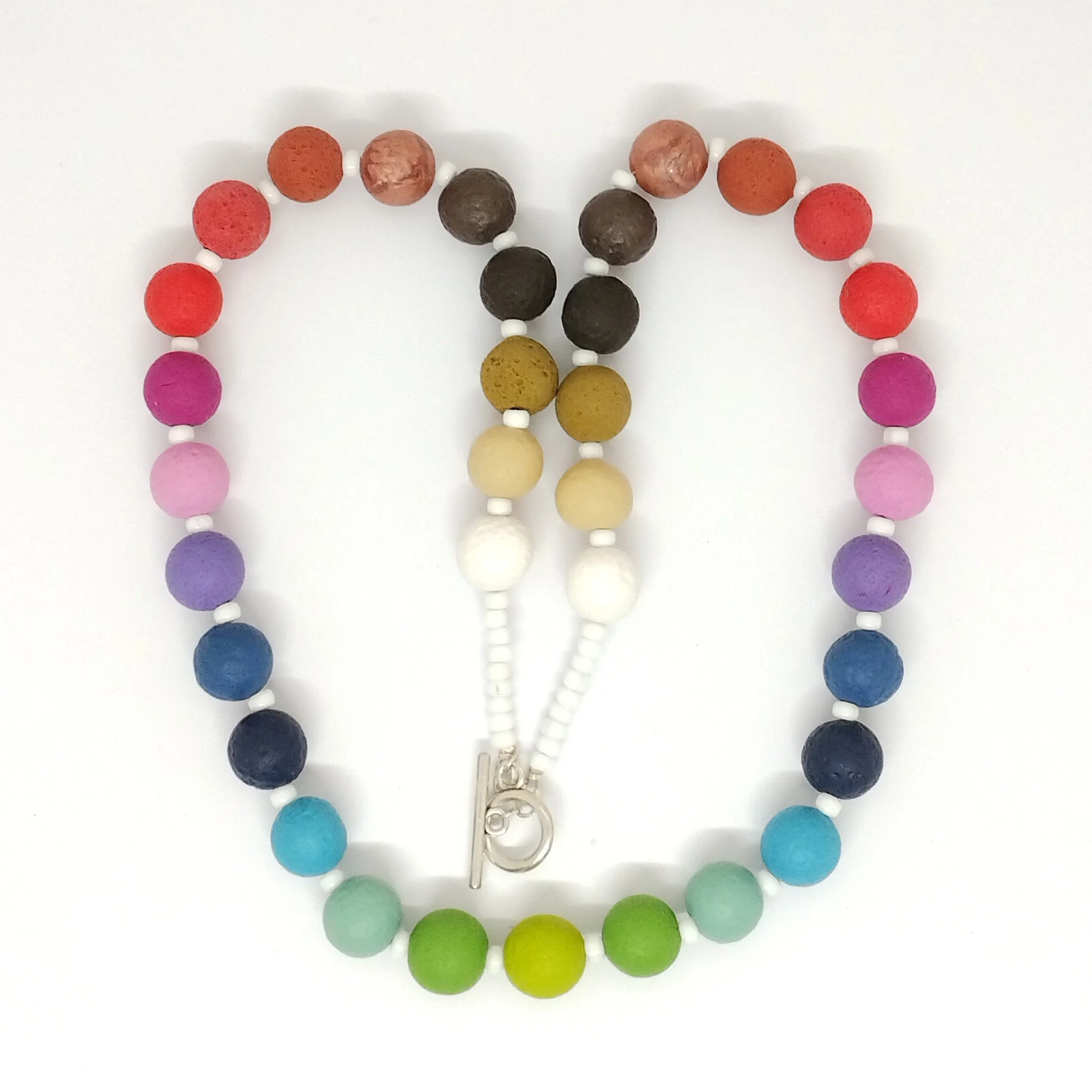 multicoloured polymer clay bead necklace