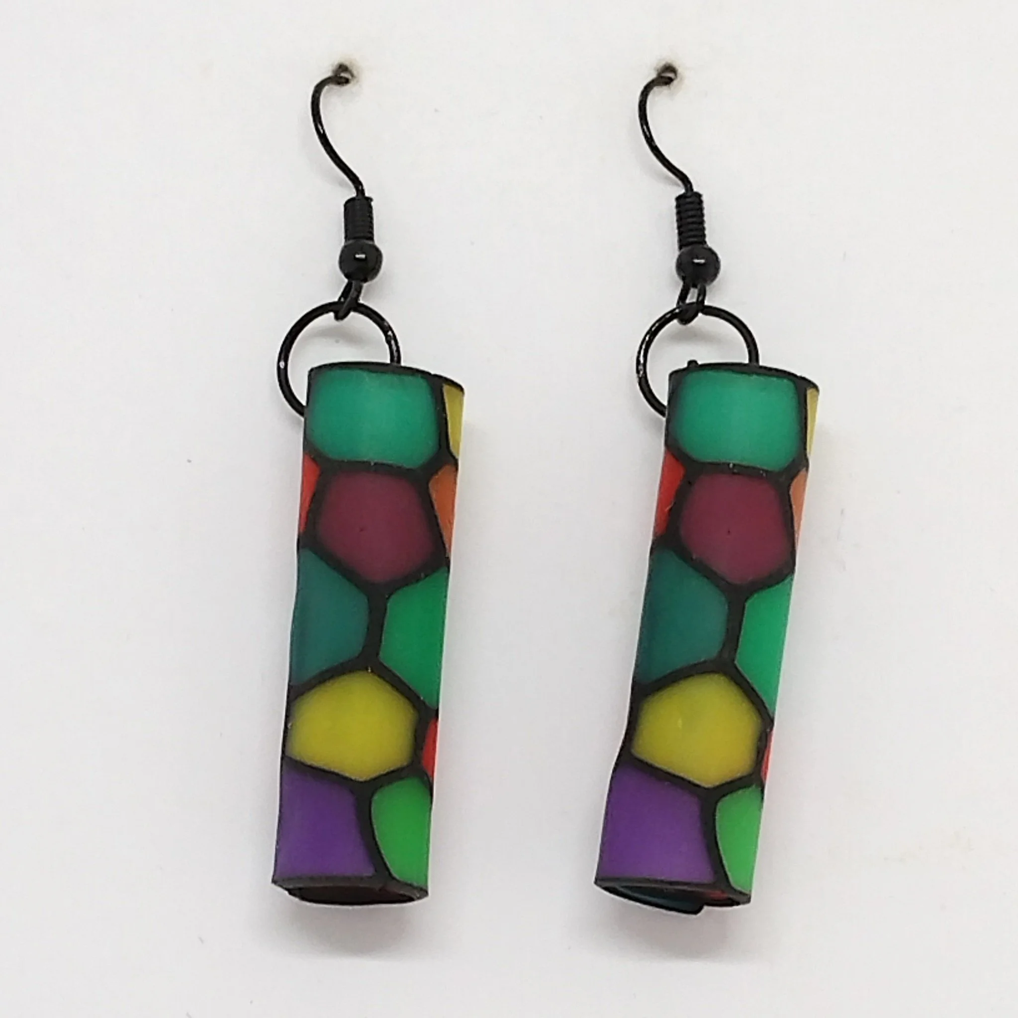 'Stained Glass' Polymer clay earrings hollow tube shapeIMG_20260514_142903783.jpg