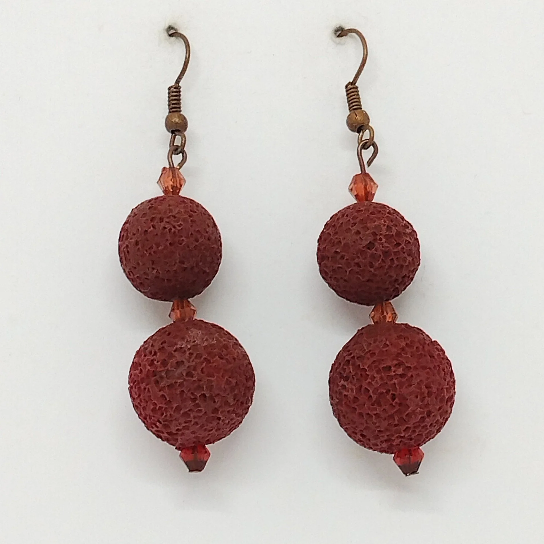 Brown colour blend bead earrings