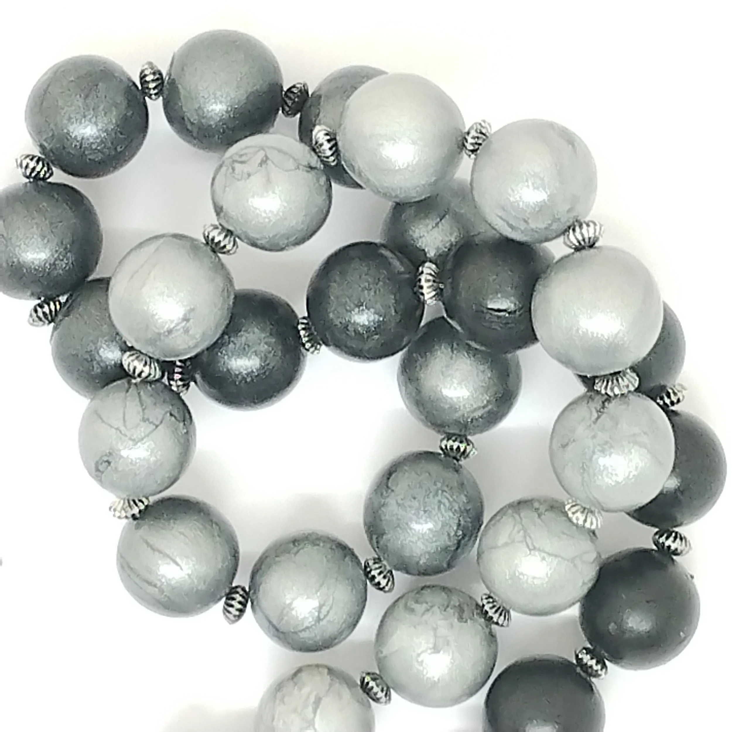 Shades of silver to black bead necklace