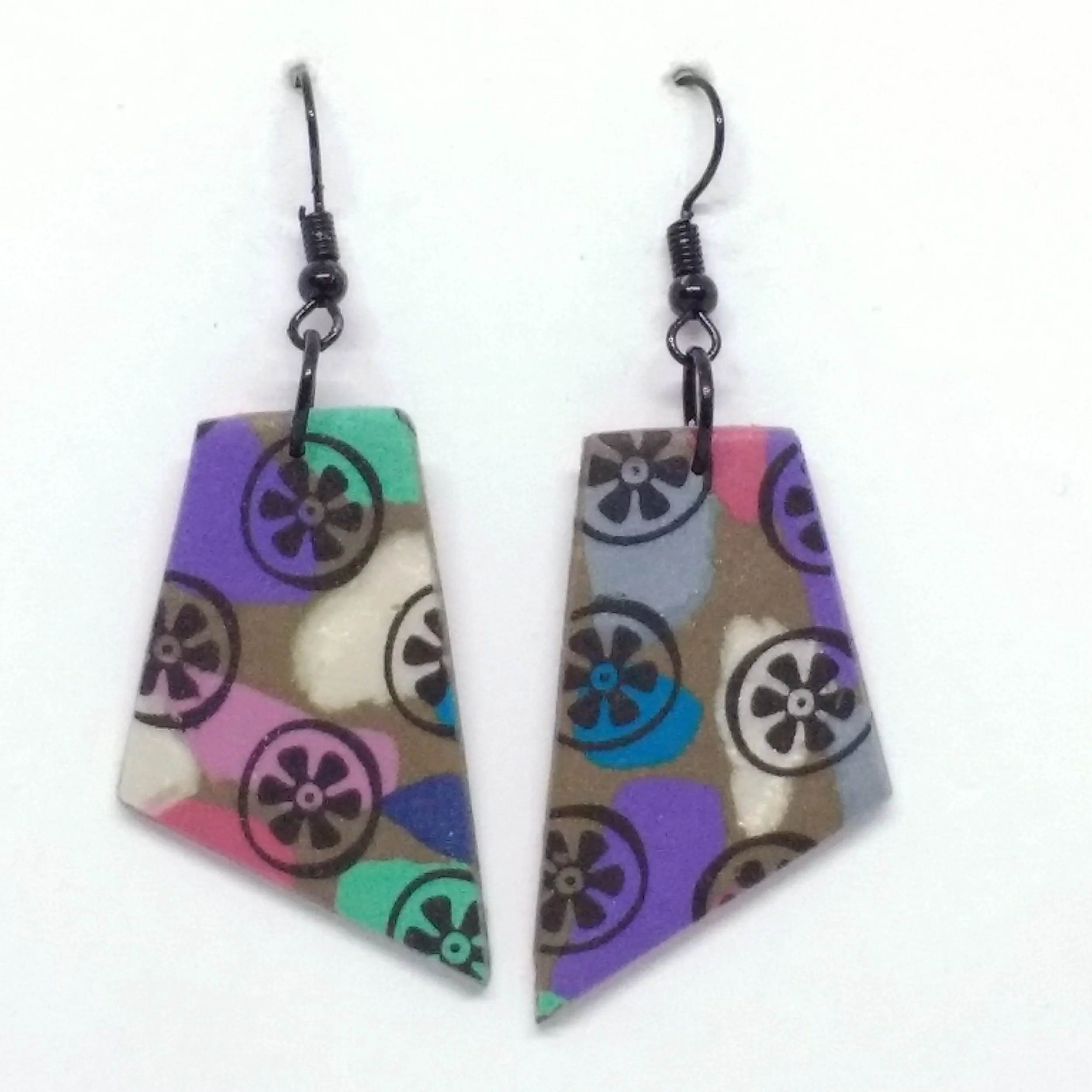 Multicoloured Earrings with Silk Screen Prints