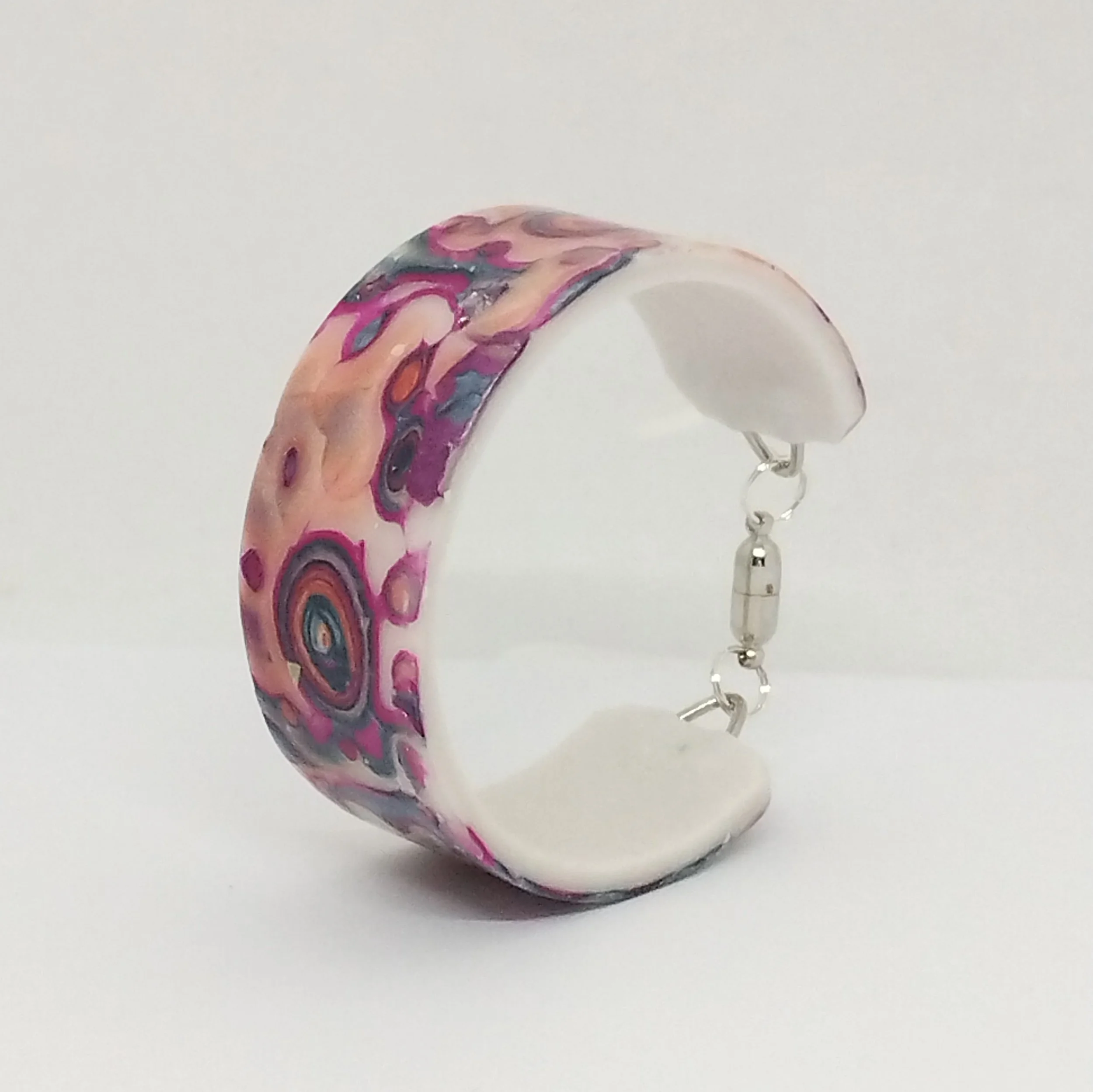 Pink Mokume Gane bracelet