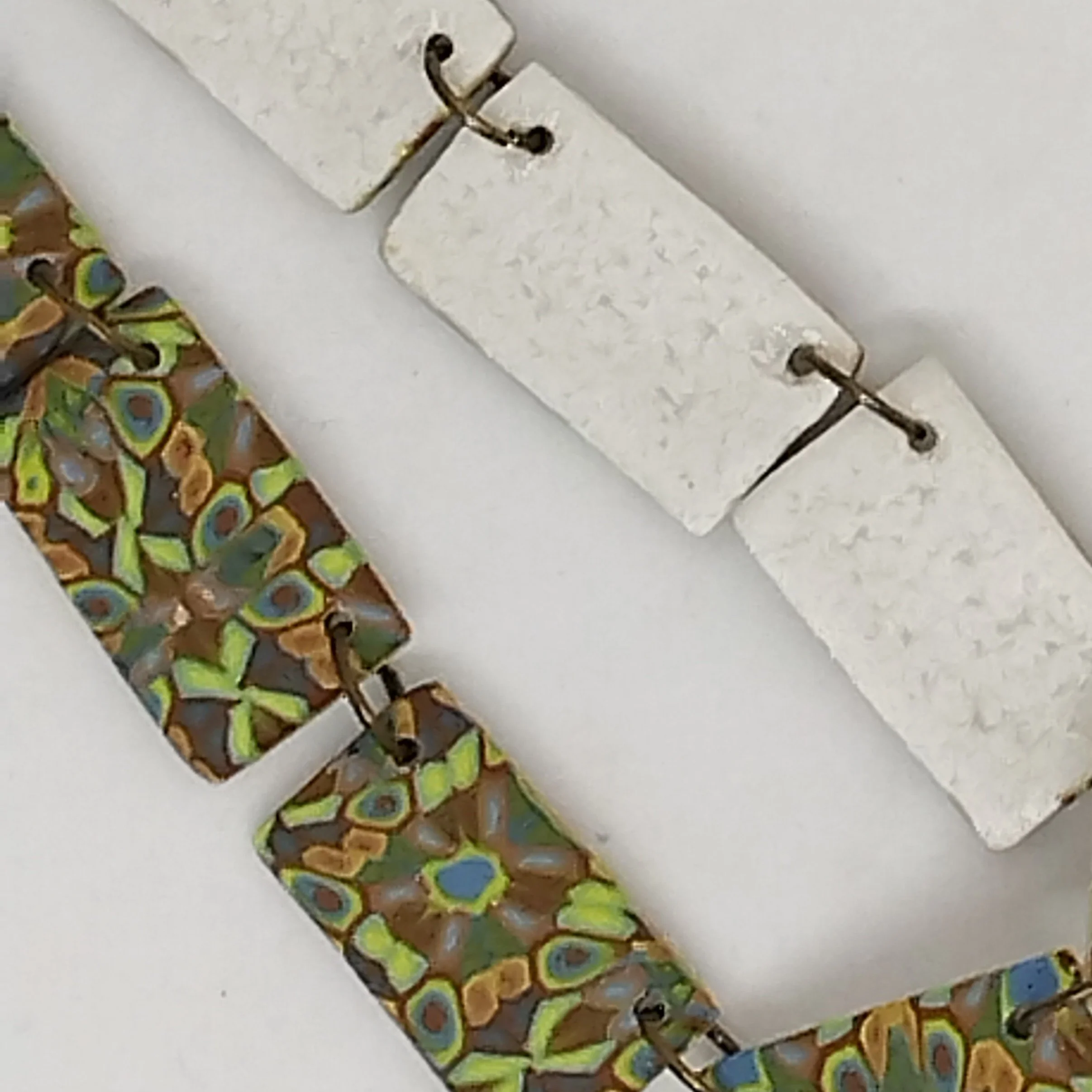 Brown kaleidoscope rectangle bead necklace close up