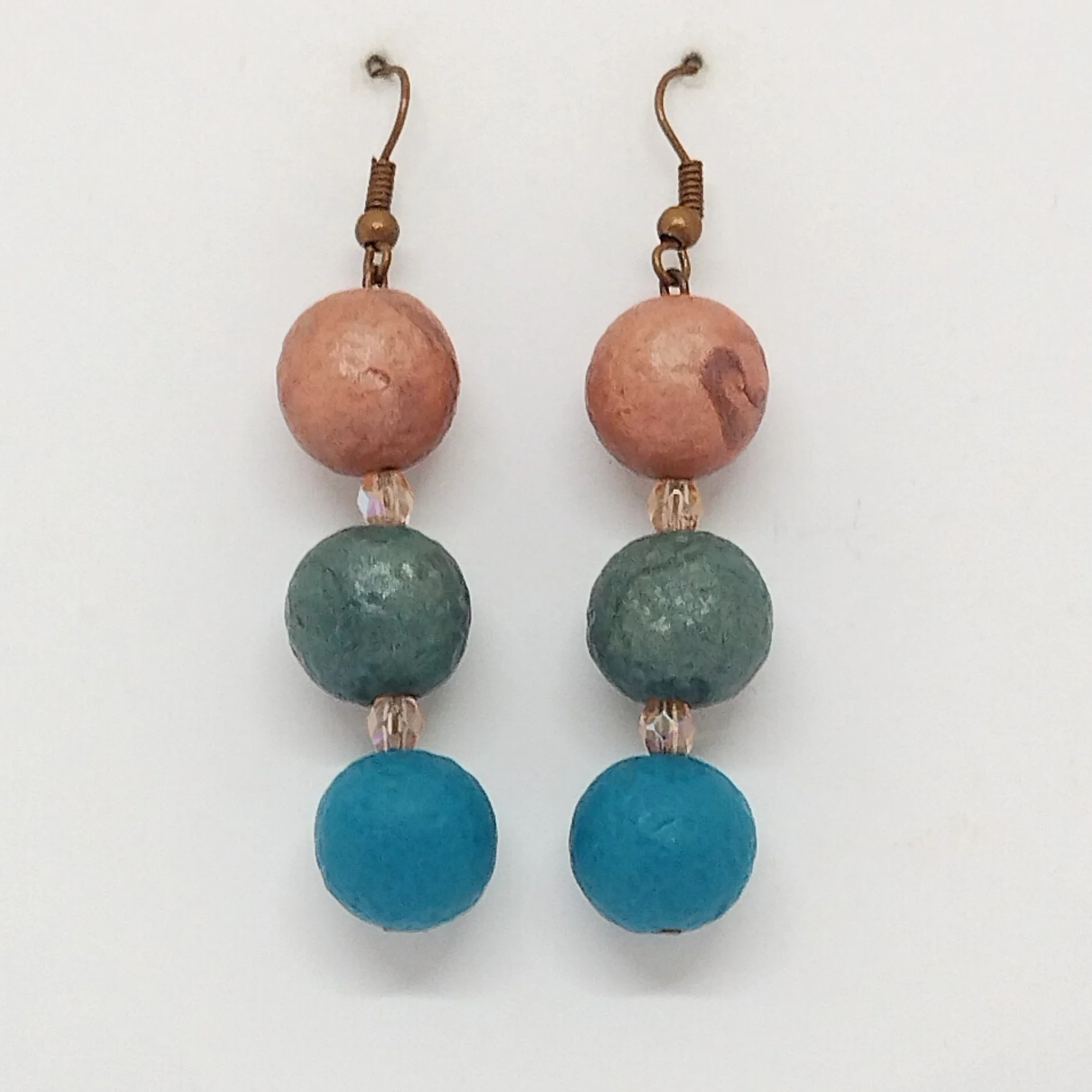 Turquoise/Copper colour blend bead earrings