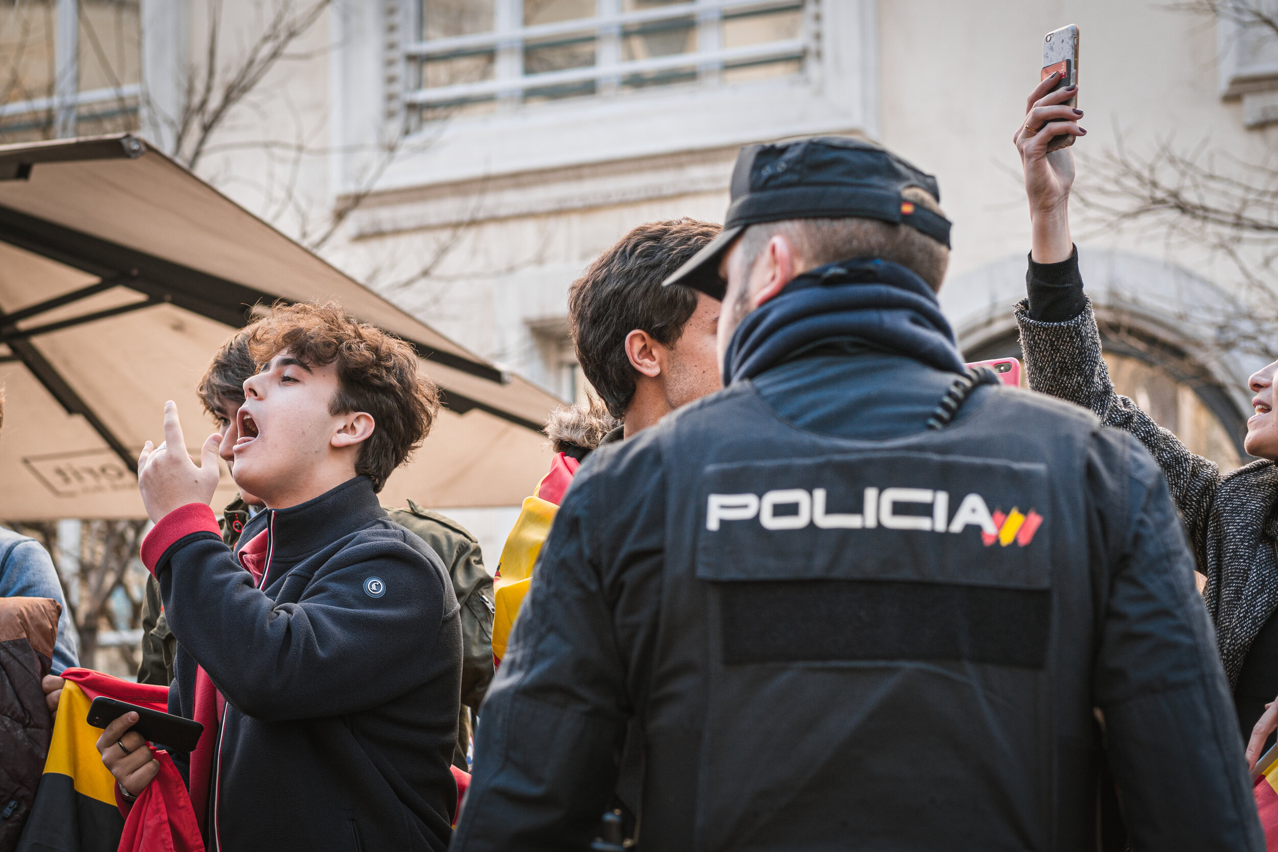  Unknown man at street demonstration, Madrid. 