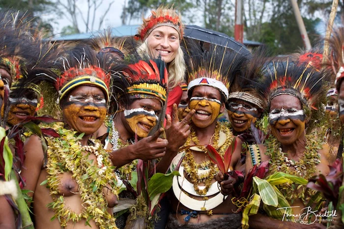 Natalia with one of the tribes at the Goroka Show - Goroka - Wild Earth Expeditions