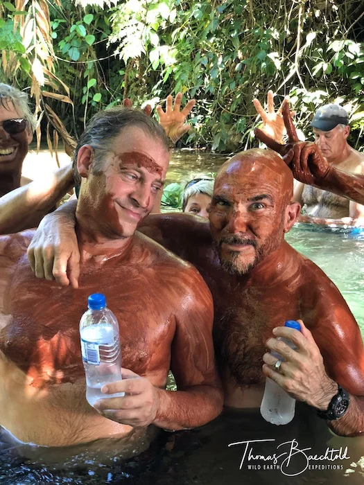 Craig &amp; Thomas enjoy the hot springs, Walindi - Papua New Guinea - Wild Earth Expeditions