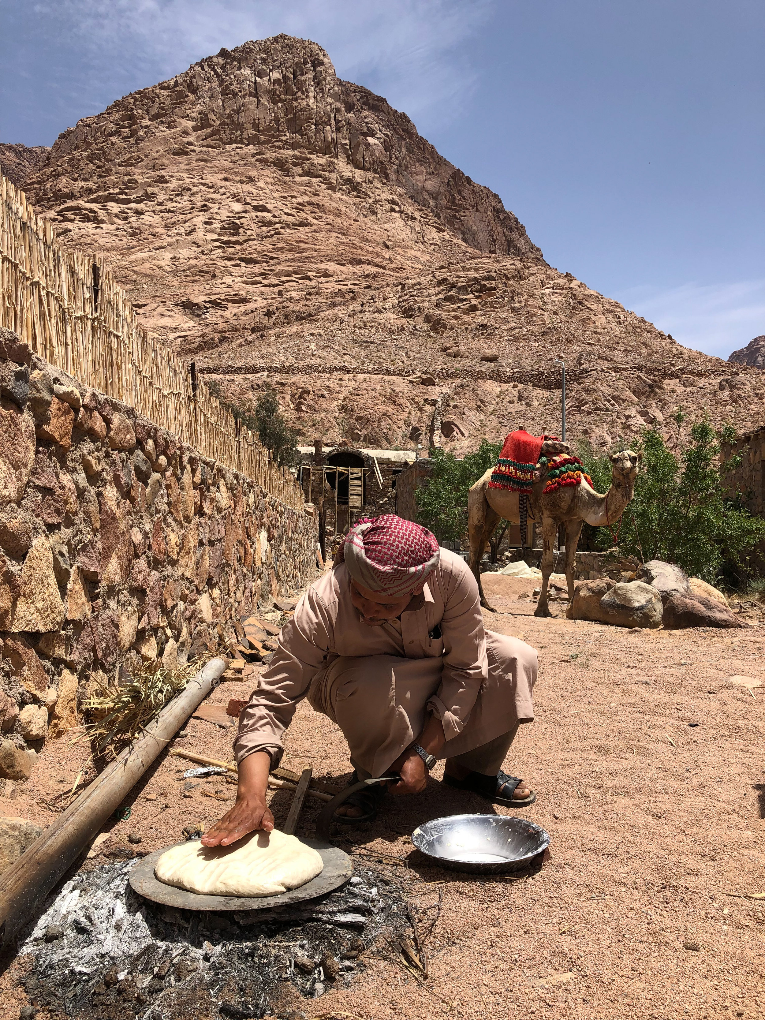 Bedouin making bread, St Catherines City, Sinai - Egypt - Wild Earth Expeditions