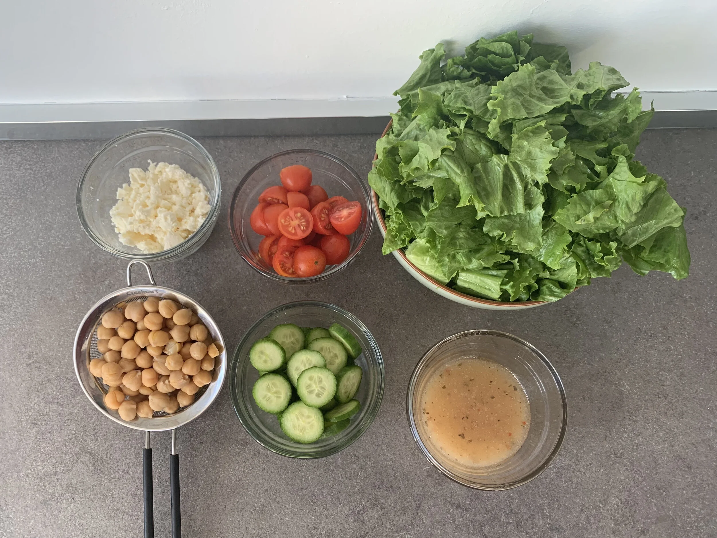 Prepping Ingredients with Mediterranean Chopped Salad
