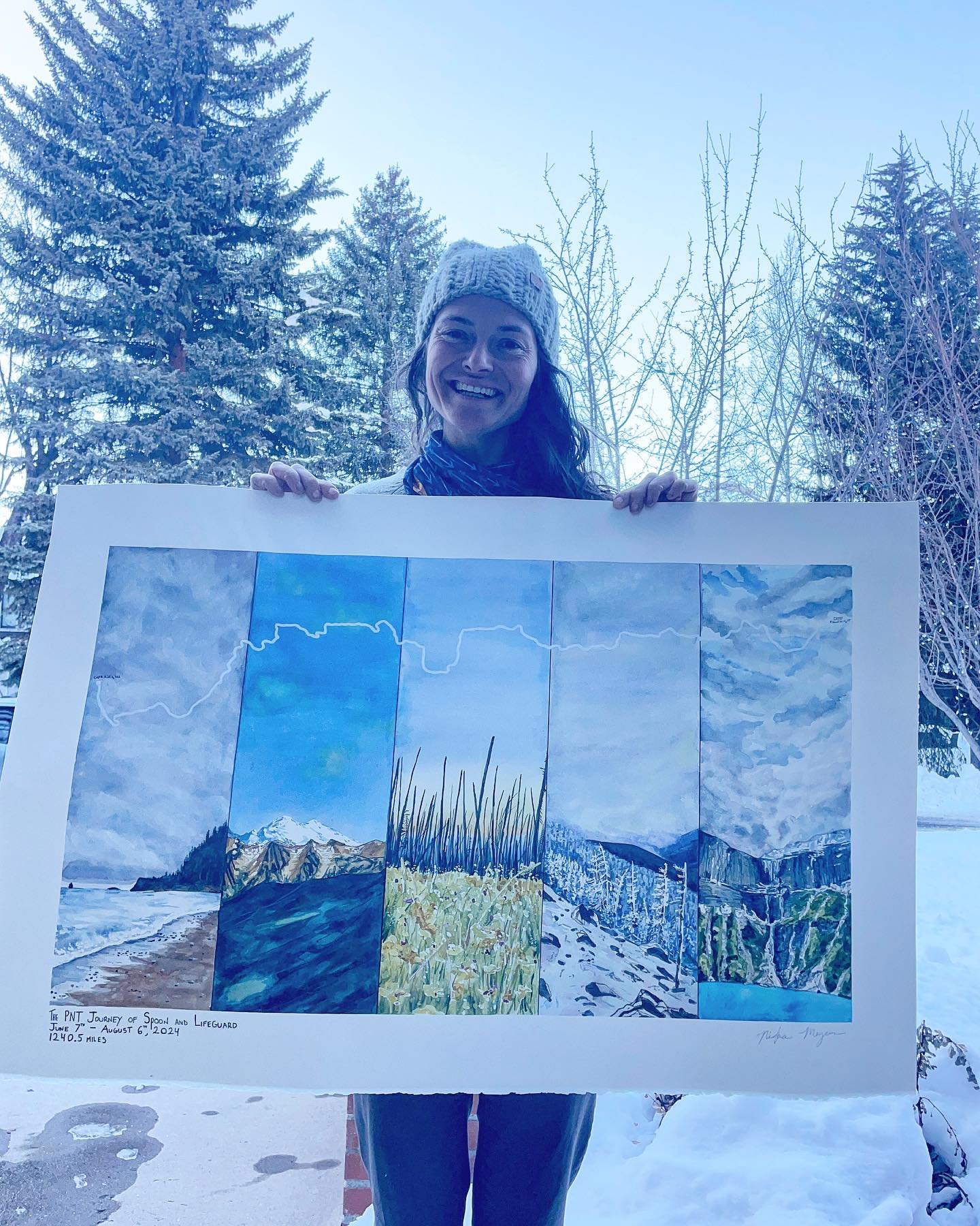 This commissioned piece, inspired by two wonderful individual&rsquo;s experience on the 1240+ mile Pacific Northwest Trail, was so fun to create! I love having the opportunity to create work that captures such special memories. Congrats on an incredi