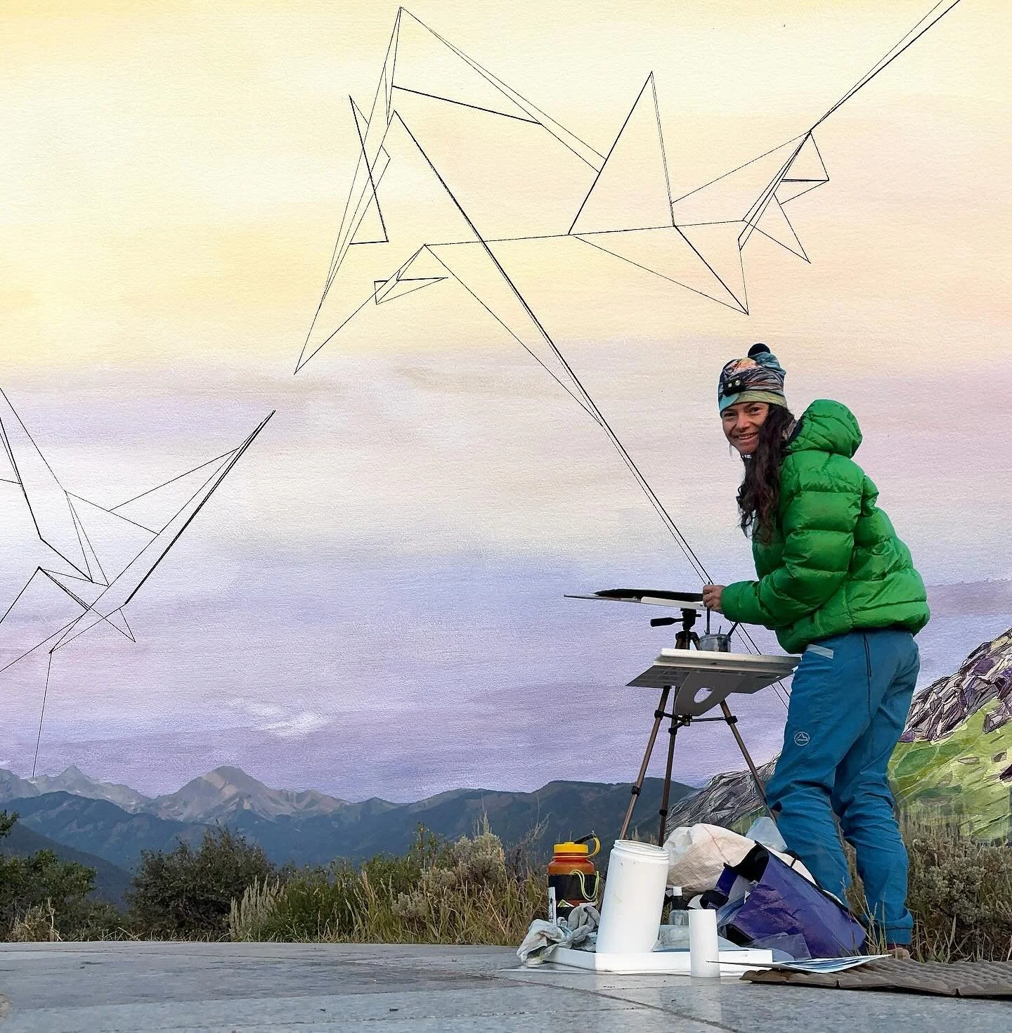 &mdash;&mdash; What do the lines mean?!! &mdash;&mdash;

I get asked a lot about the lines in my paintings and wanted to share a little of what inspires them. They are energy, connections and paths of movement within a landscape. For example when I a