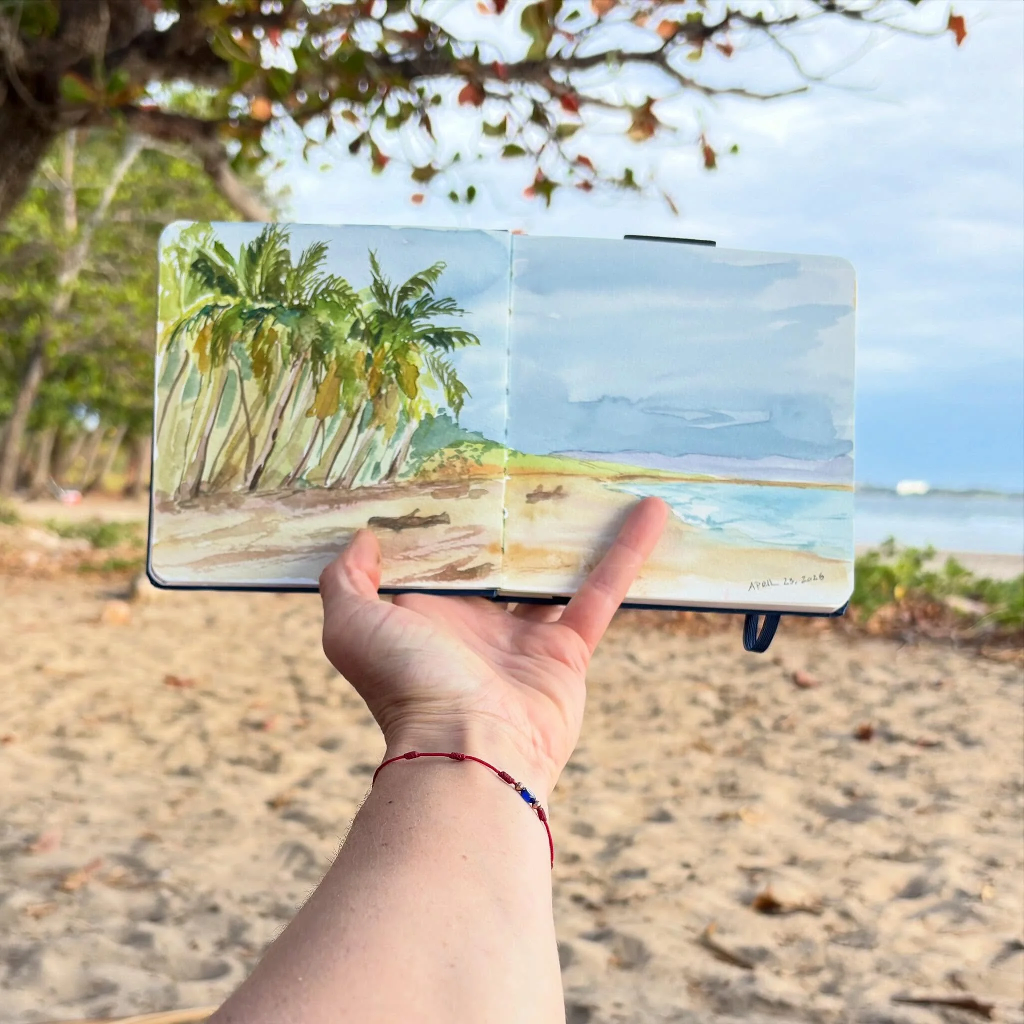 ☀️🏝️🐚 different than snowy mountains! 
#puravida #watercolorpainting