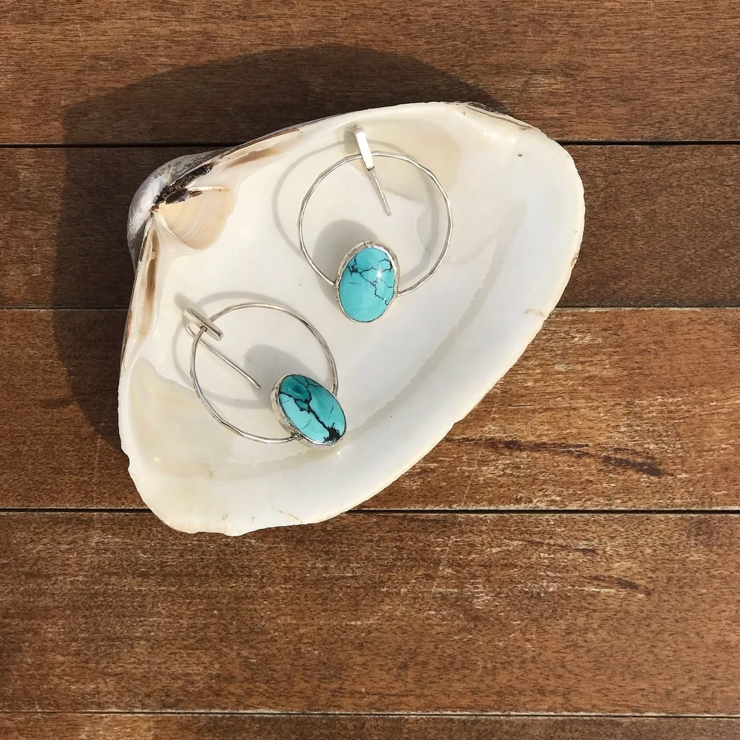 Stellar Hoop Bangers with Turquoise