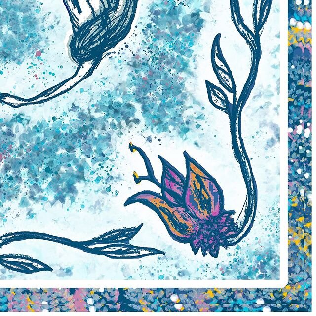 Little details from a block print inspired placement print for a spring scarf🌿🌷