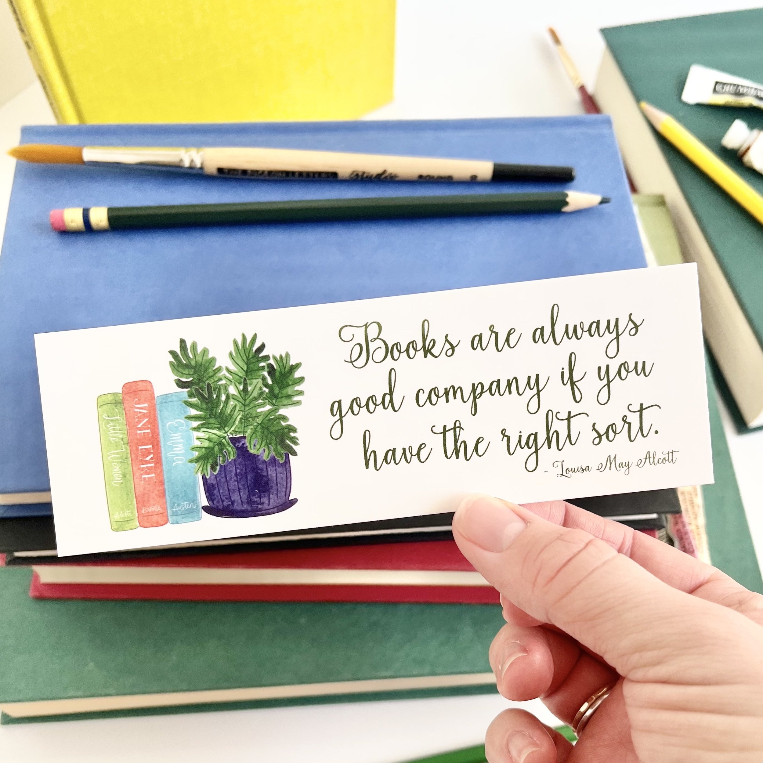 Little Women Quote Books Stack &amp; Houseplant Bookmark - $4.25