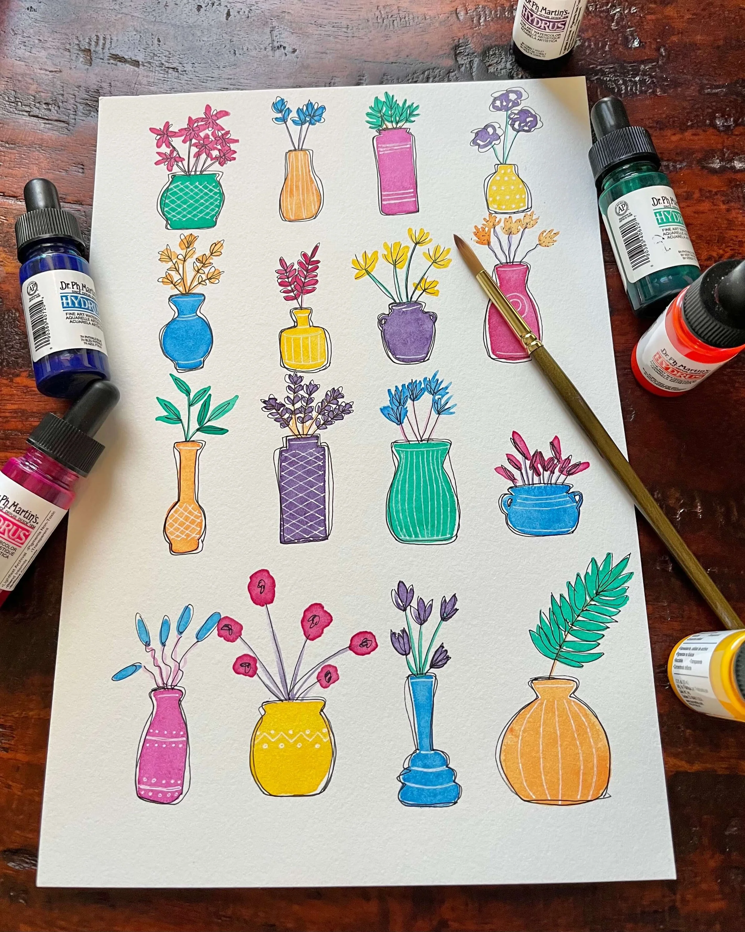 Fun and Funky Watercolor Vases