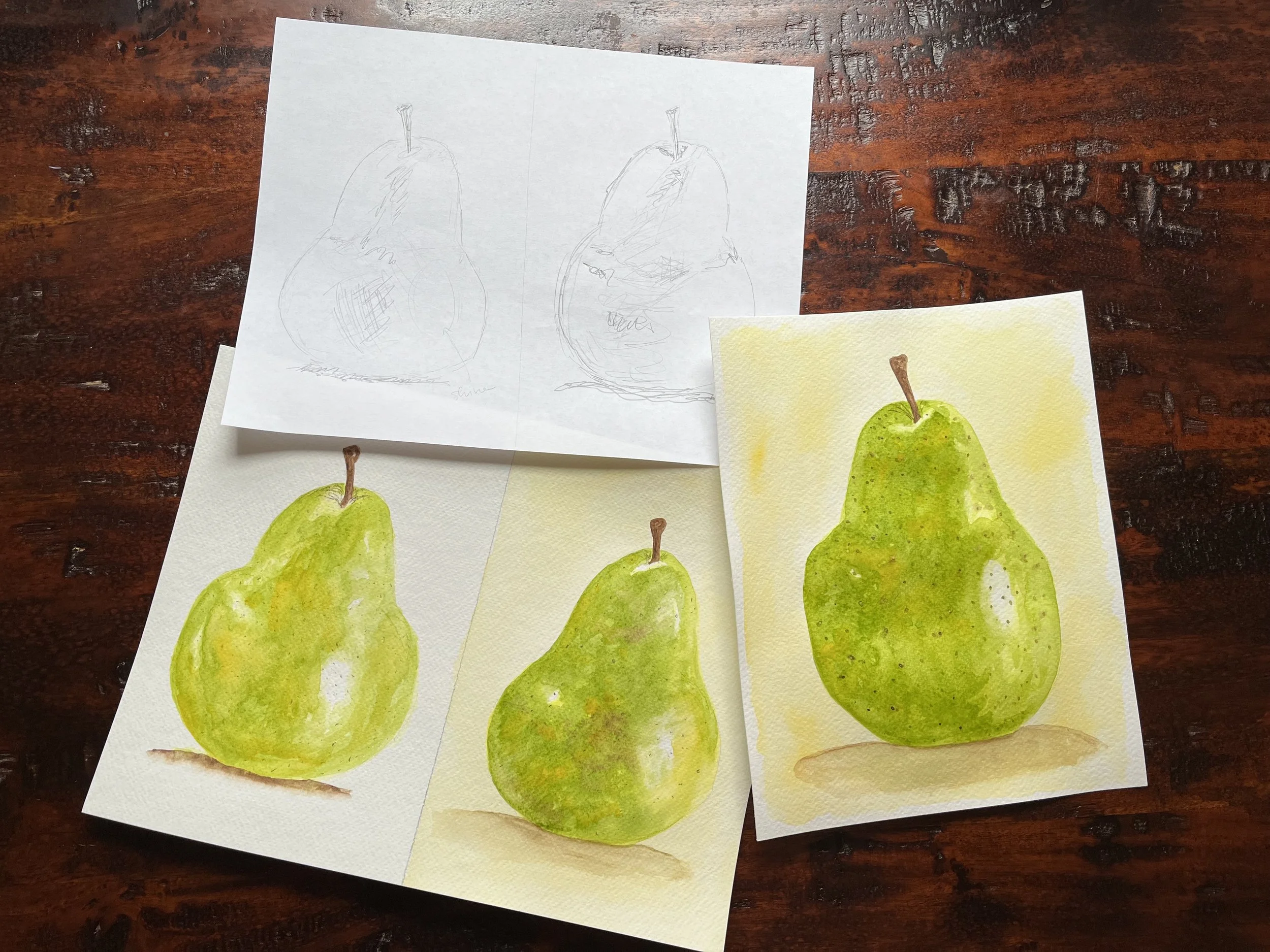 Watercolor Snacks: Pear